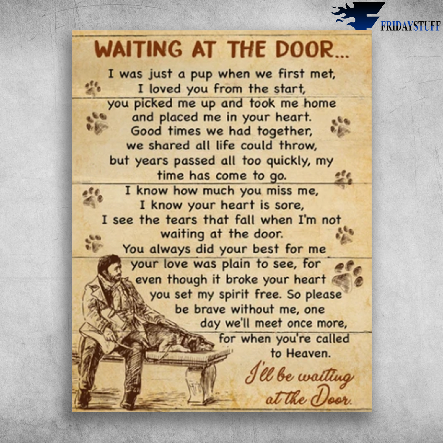 Waiting At The Door Man With A Dog On A Park Bench