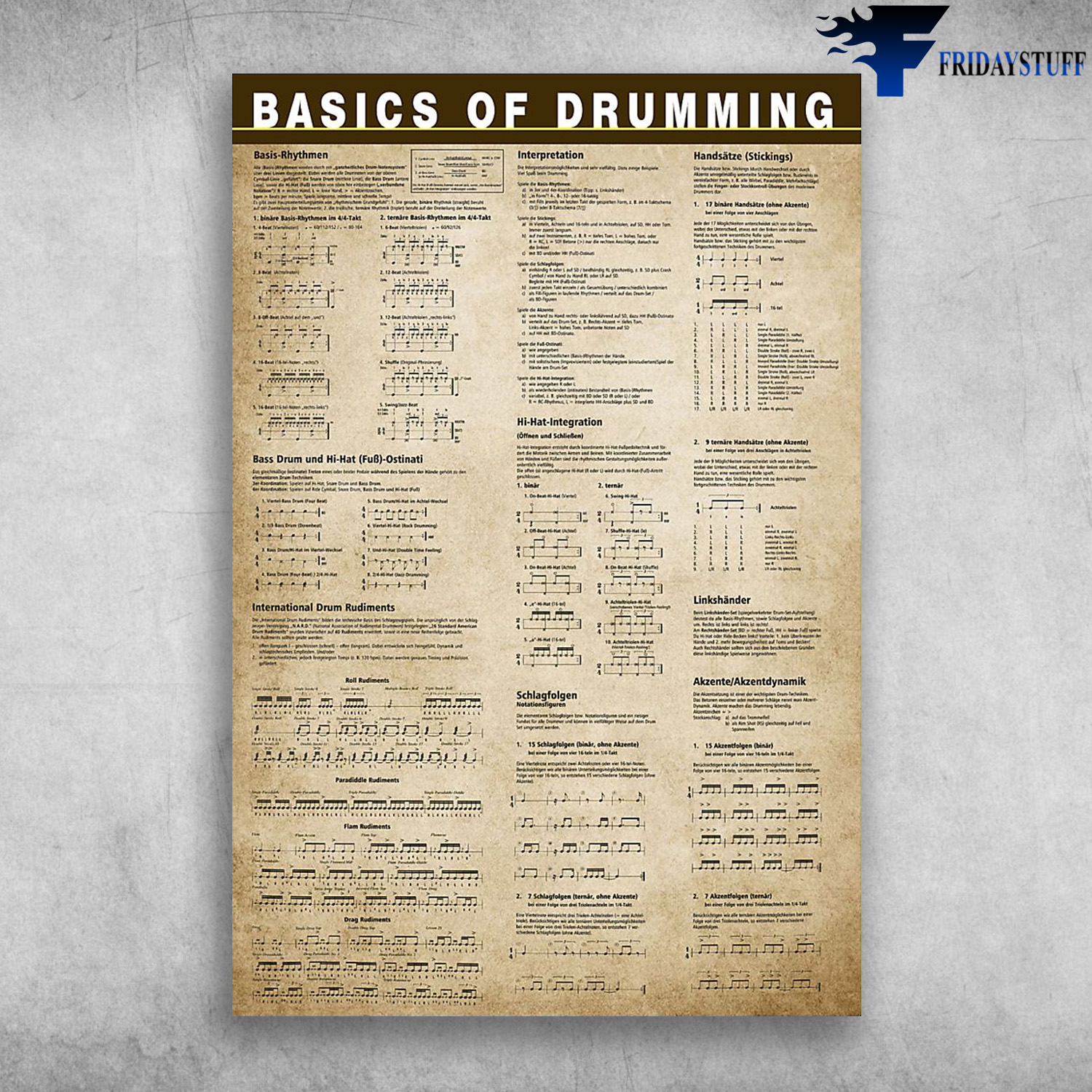 Basics Of Drumming Basis Rhythmen International Drum Rudiments