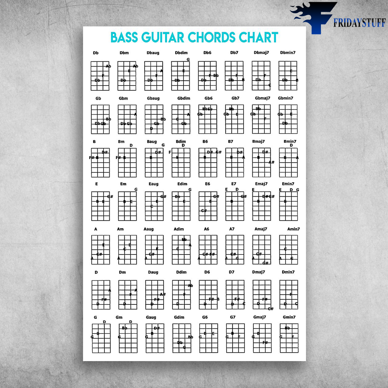 Bass Guitar Chords Chart Guitar Musical Instrument