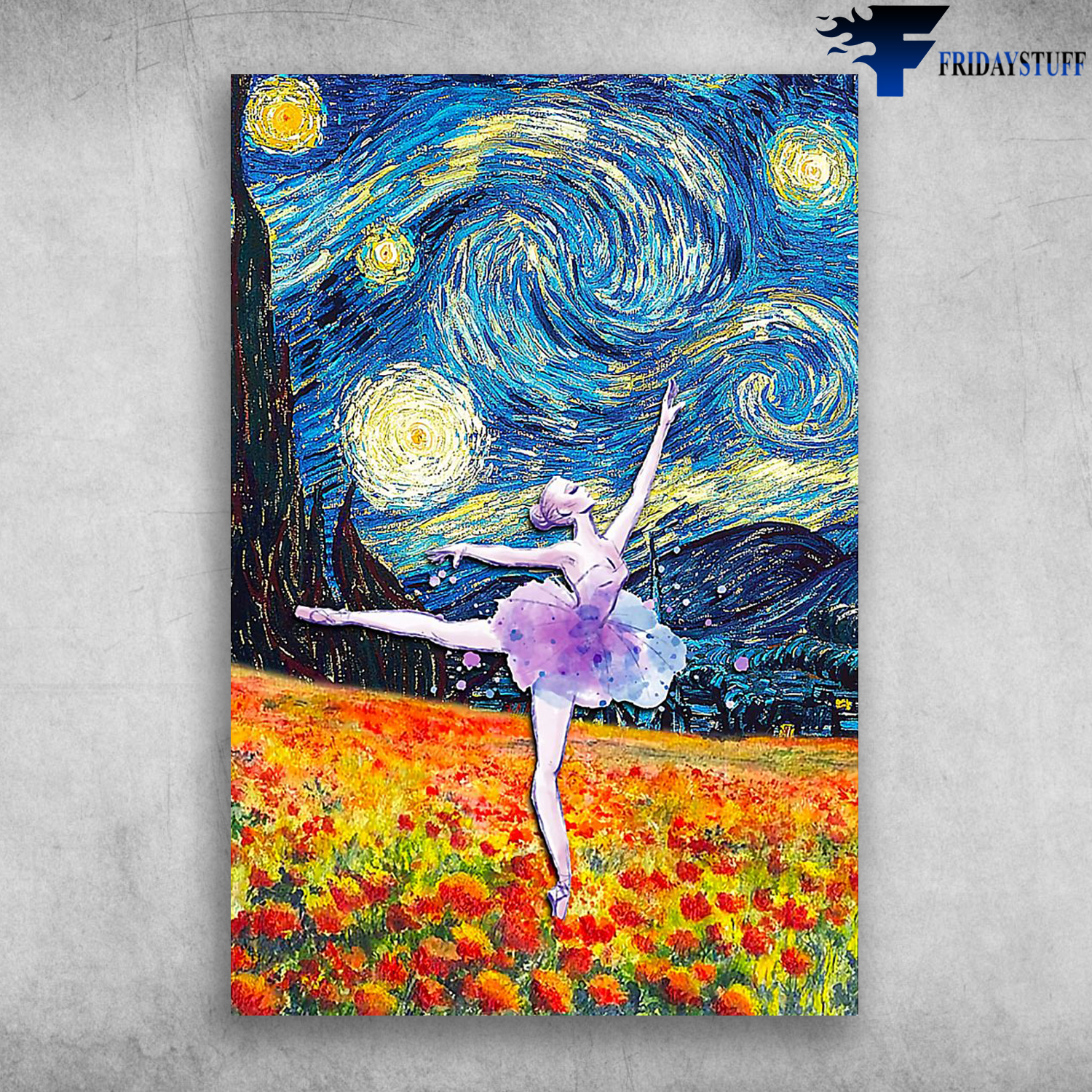 Beautiful Ballet Dance On Vincent van Gogh Paintings Background