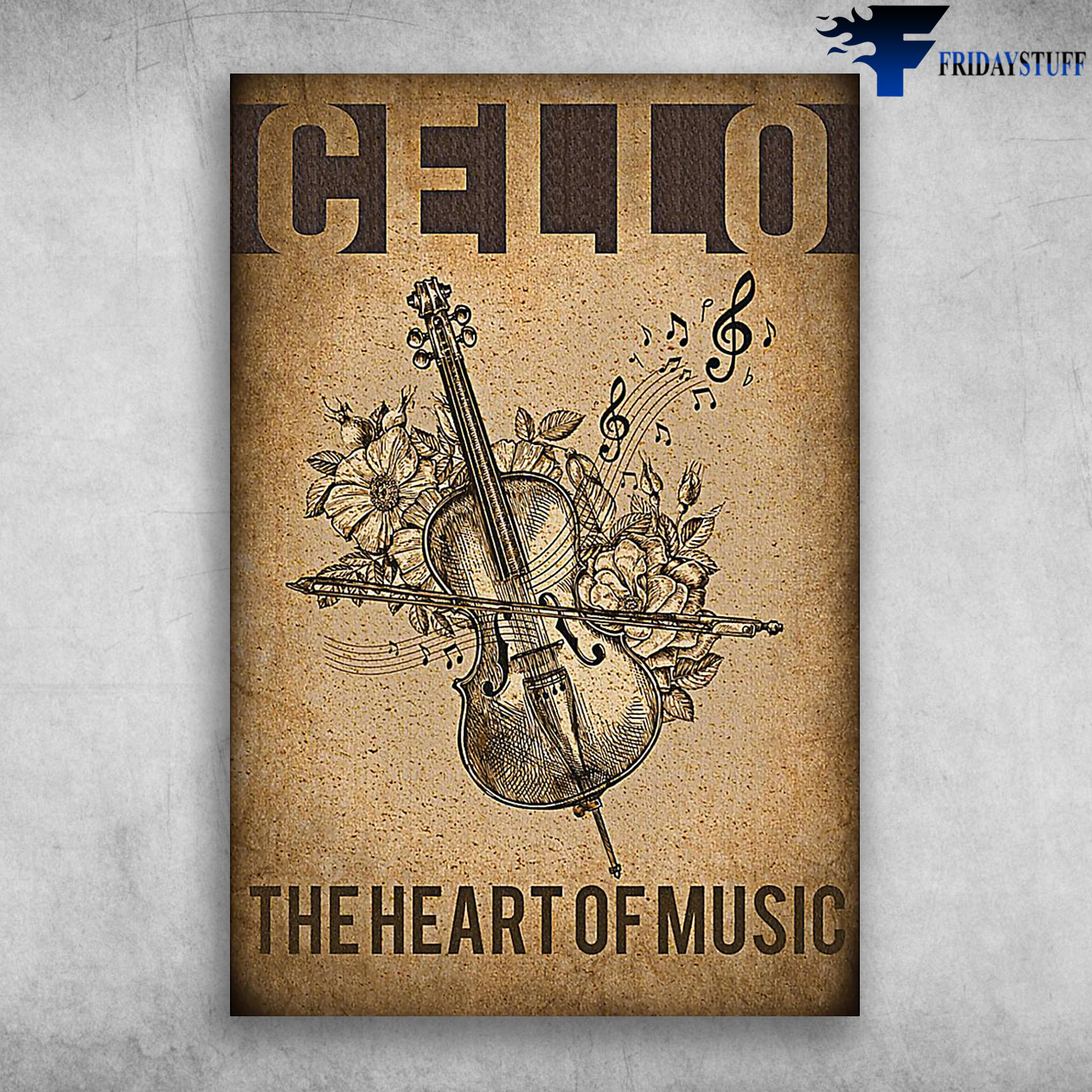 Cello Musical Instrument The Heart Of Music Cello With Beautiful Flower