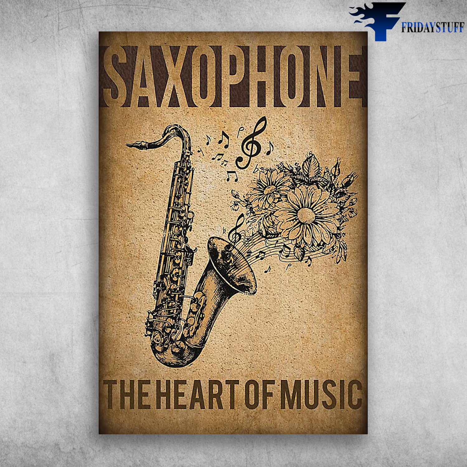 Flower With Music Saxophone Musical Instrument The Heart Of Music