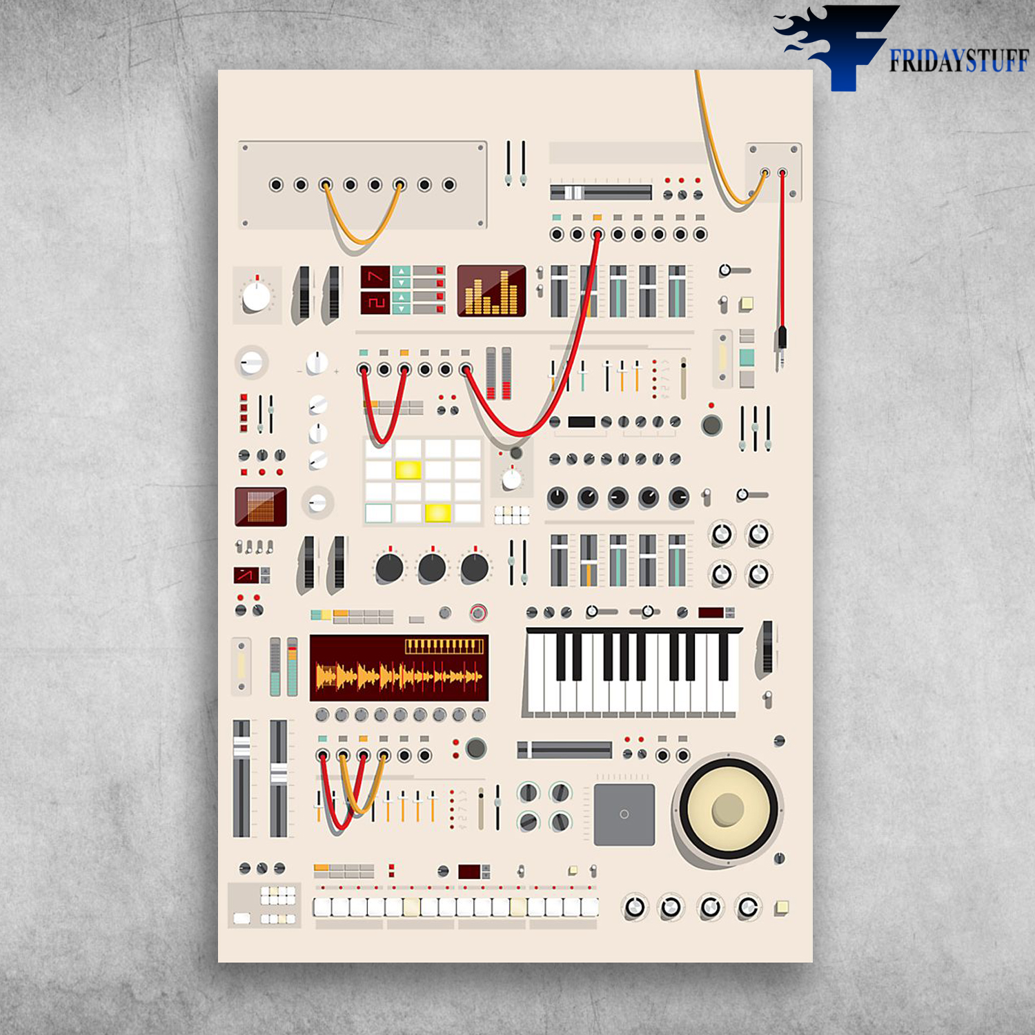 Retro Music Synthesizer Machine System Vertical Poster