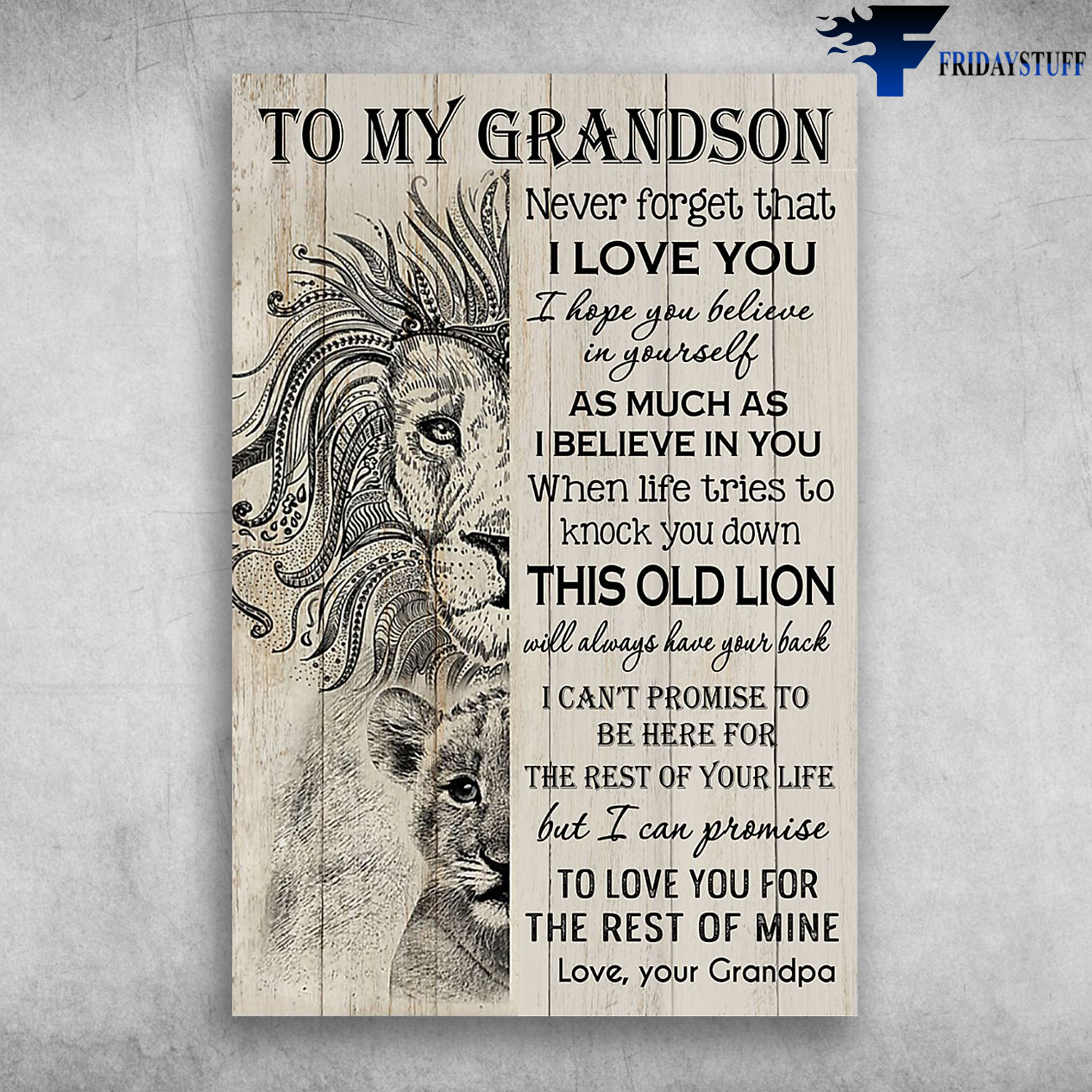 To My Grandson This Old Lion Will Always Have Your Back Love Your Grandpa