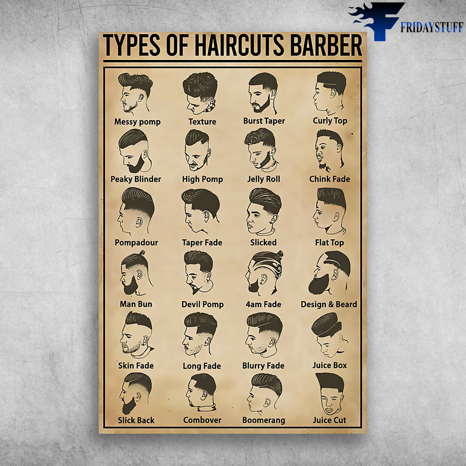Types Of Haircuts Barber Messy Pomp Texture Burst Taper Curly Top