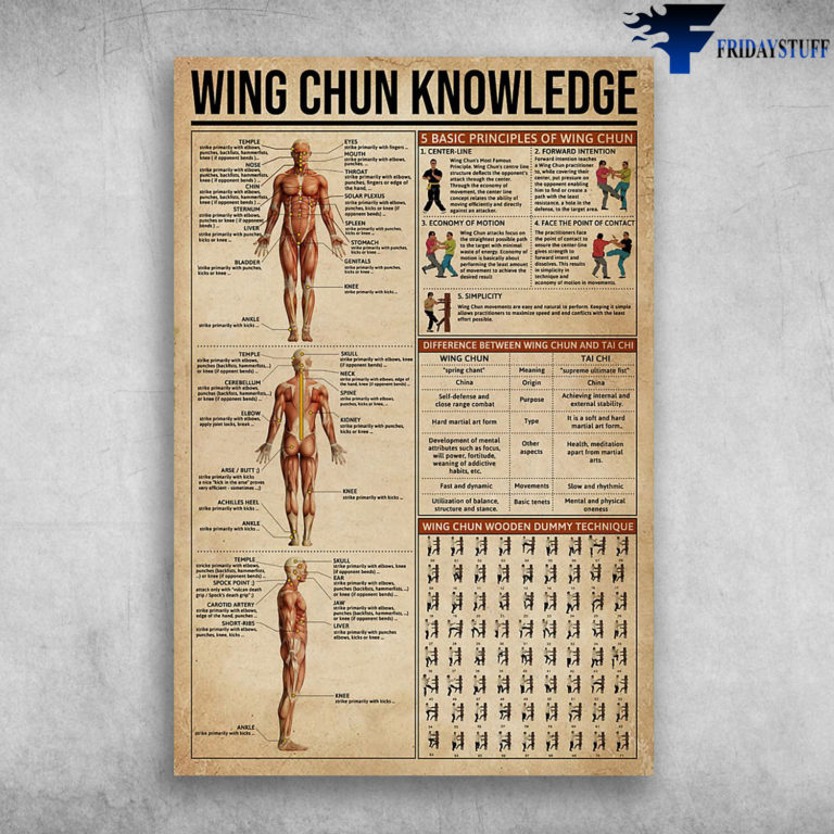 Wing Chun Knowledge Five Basic Principles Of Wing Chun Canvas, Poster