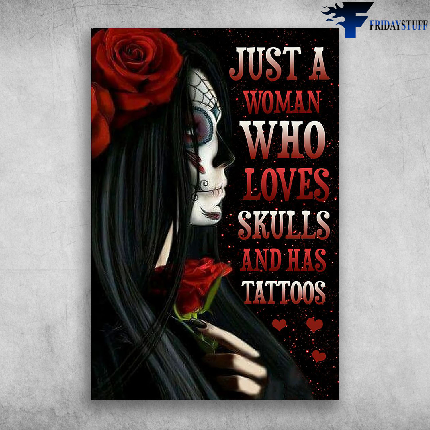 Beautiful Skull Woman And Red Roses Just A Woman Who Loves Skulls And Has Tattoos