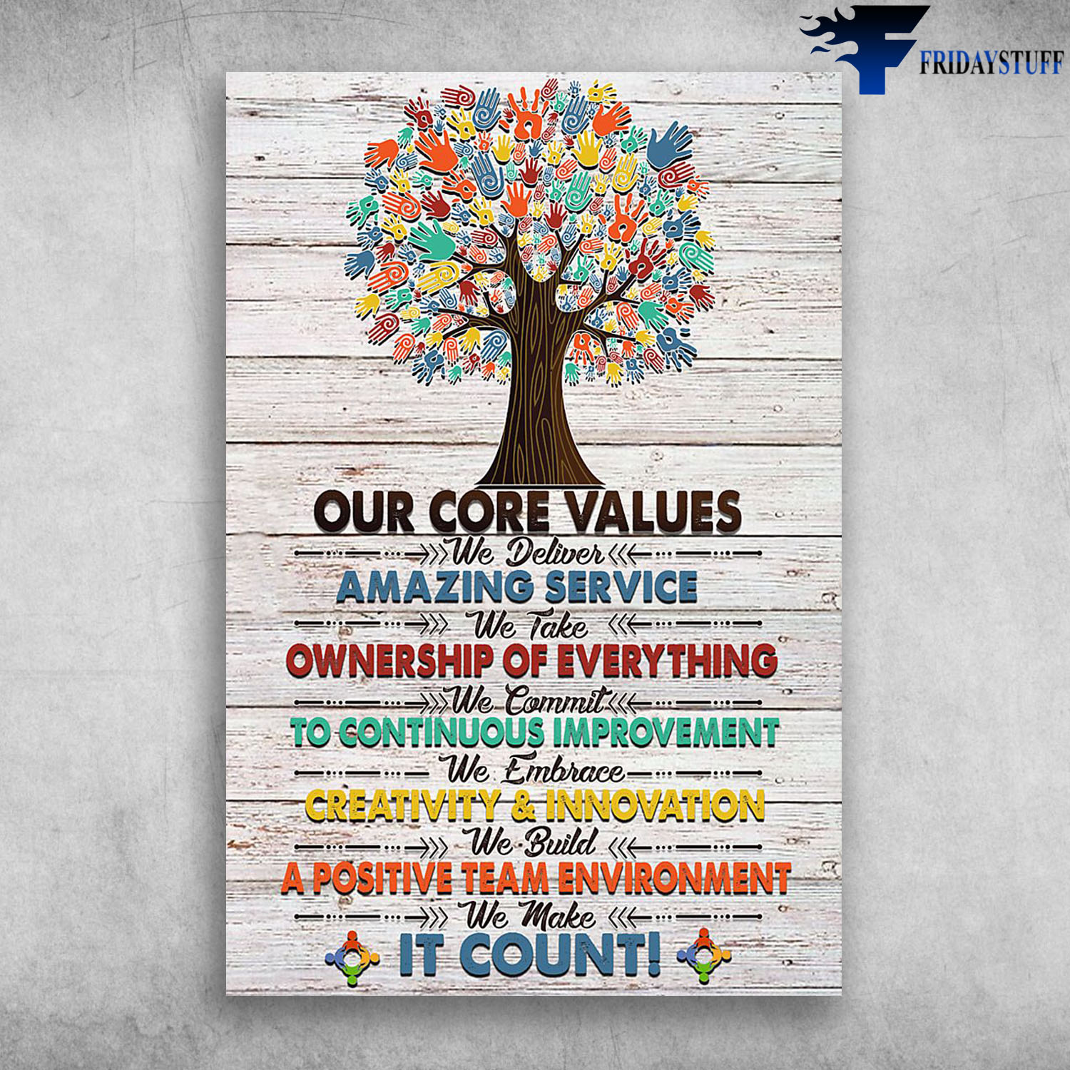 Colorful Hand Tree Our Core Values We Deliver Amazing Service