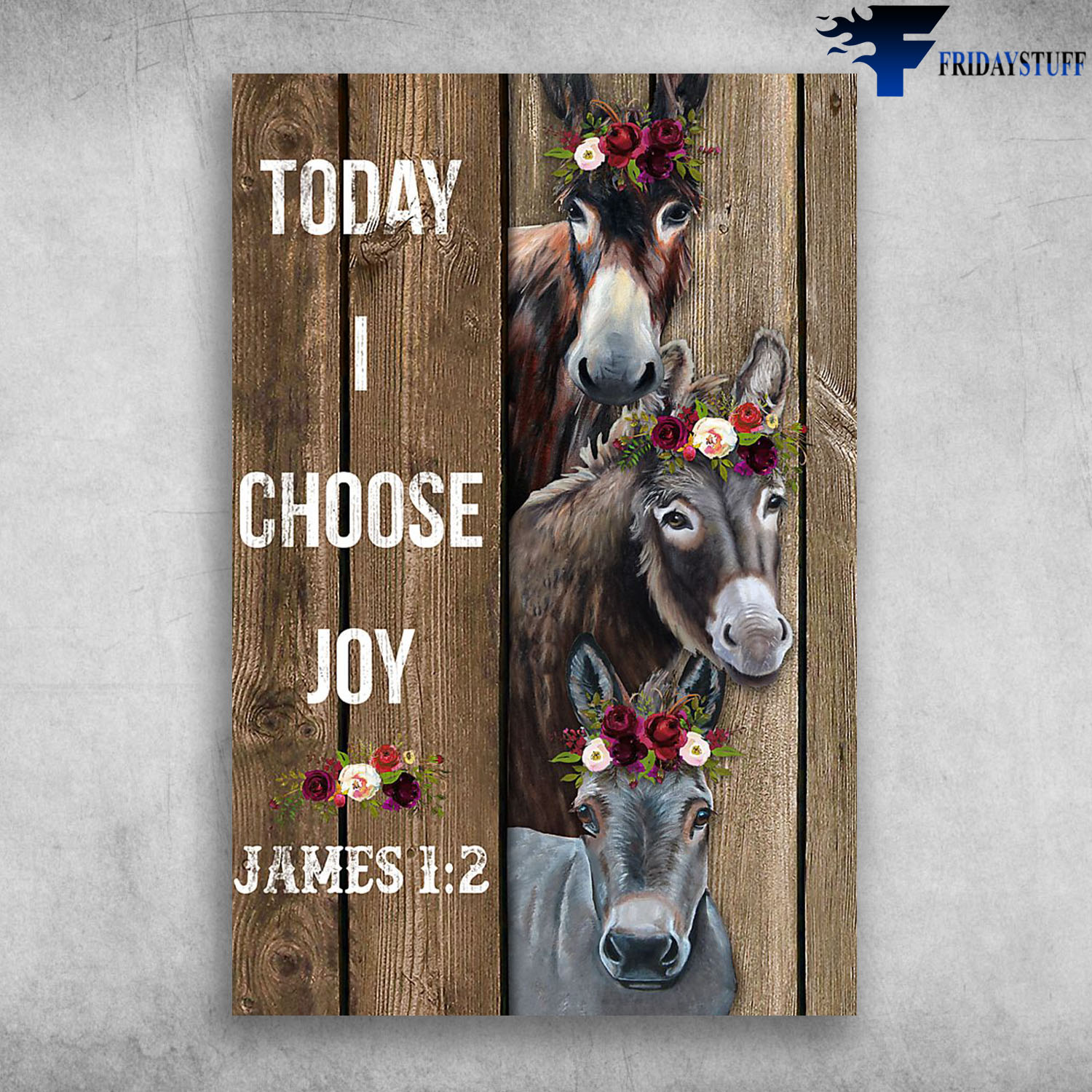 Funny Donkey Wear Wreath Today I Choose Joy James 1 2