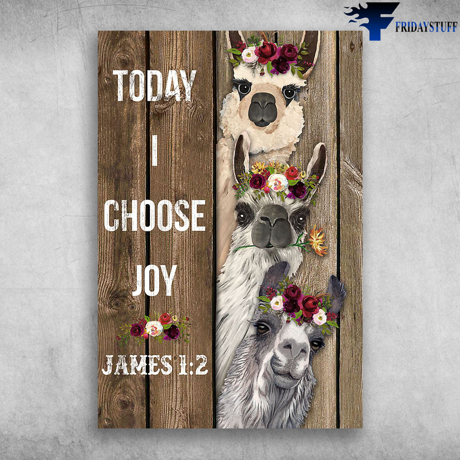 Funny Llama Wear Wreath Today I Choose Joy James 1 2