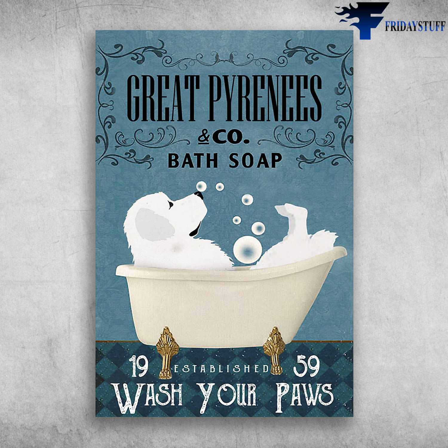 Great Pyrenees In Bathtub Bath Soap Established Wash Your Paws