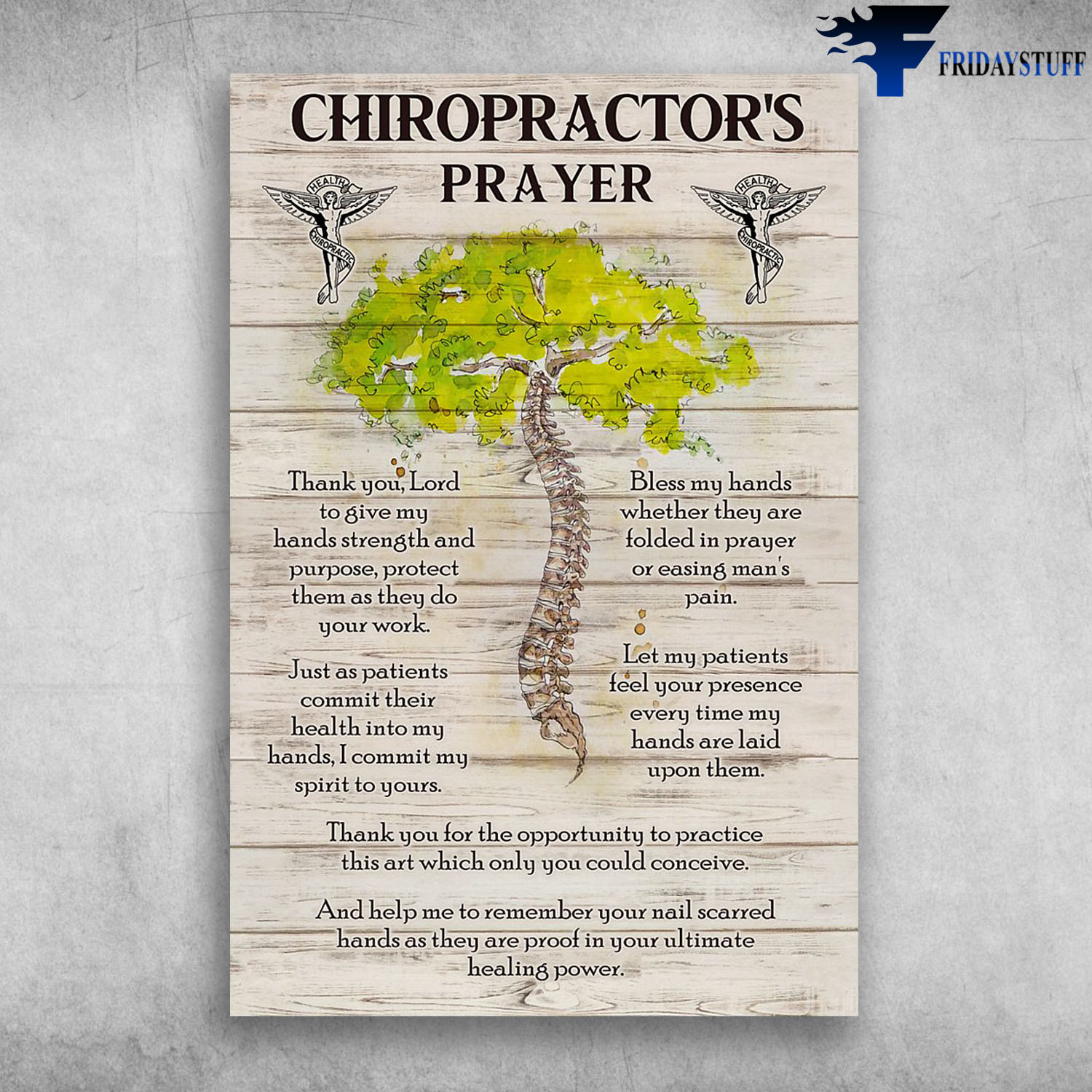 Human Spine Tree Chiropractor's Prayer Thank You Lord To Give My Hands Strength And Purpose