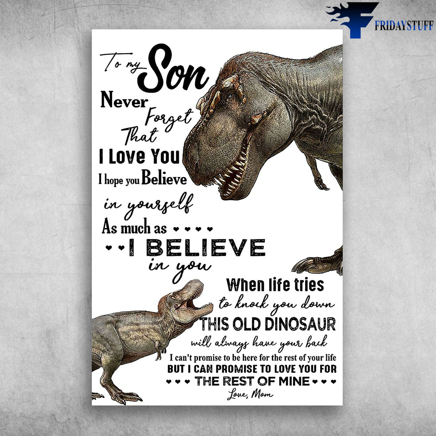 Papa And Baby Dinosaur To My Son Never Forget That I Love You