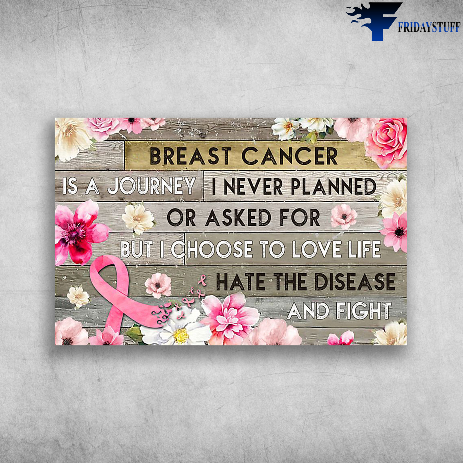 Pink Ribbon With Beautiful Flower Breast Cancer Is A Journey