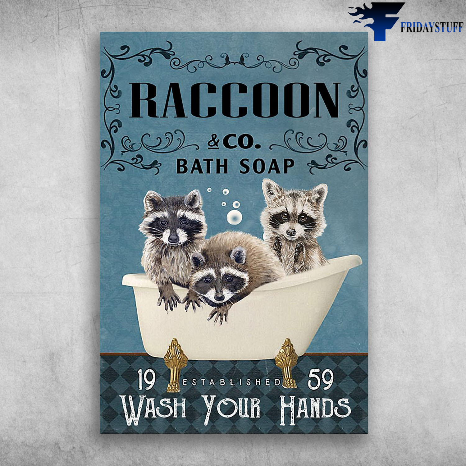Raccoon In Bathtub Bath Soap Established Wash Your Hands