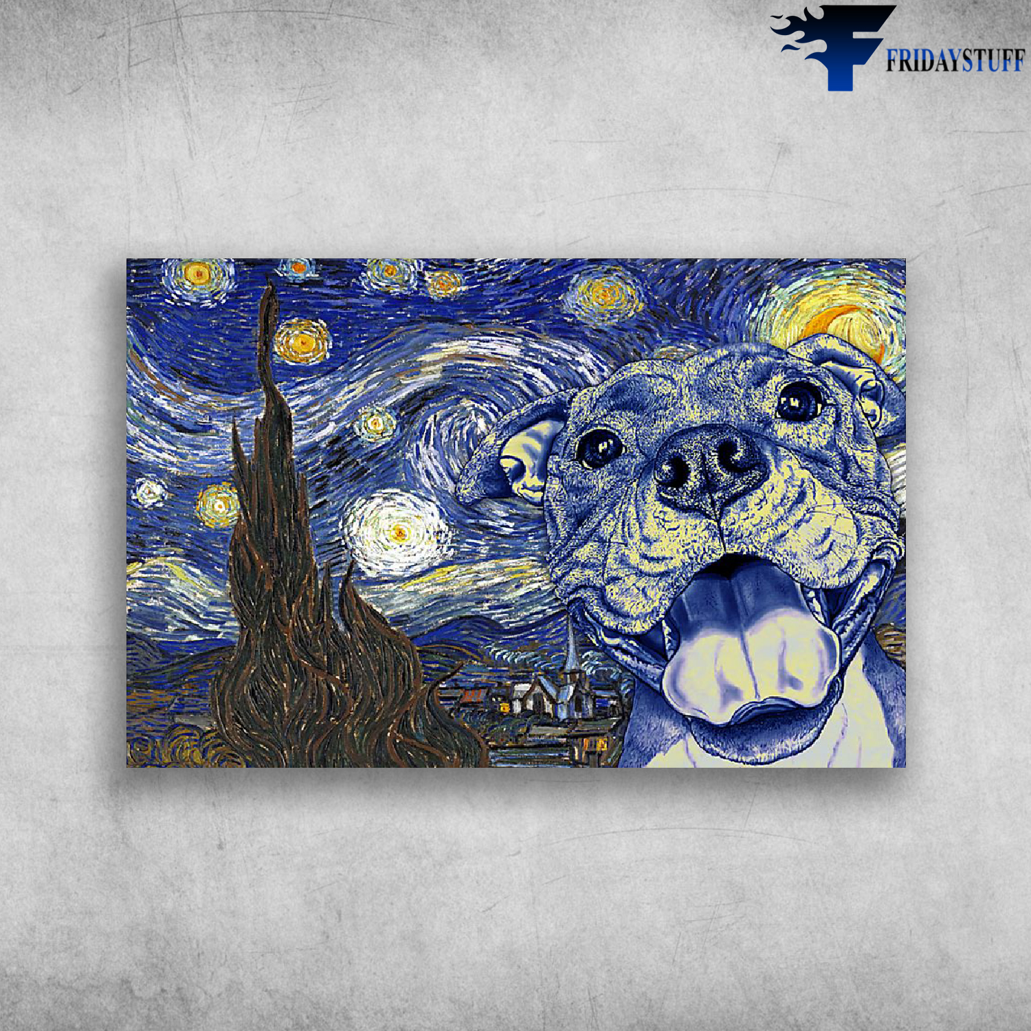 Starry Night With Pitbull Van Gogh