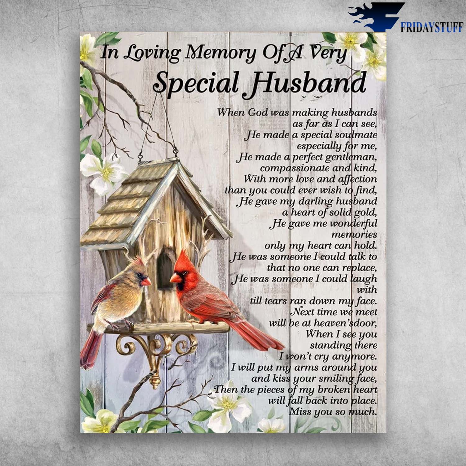 In Loving Memory Of A Very Special Husband - Cardinal Bird