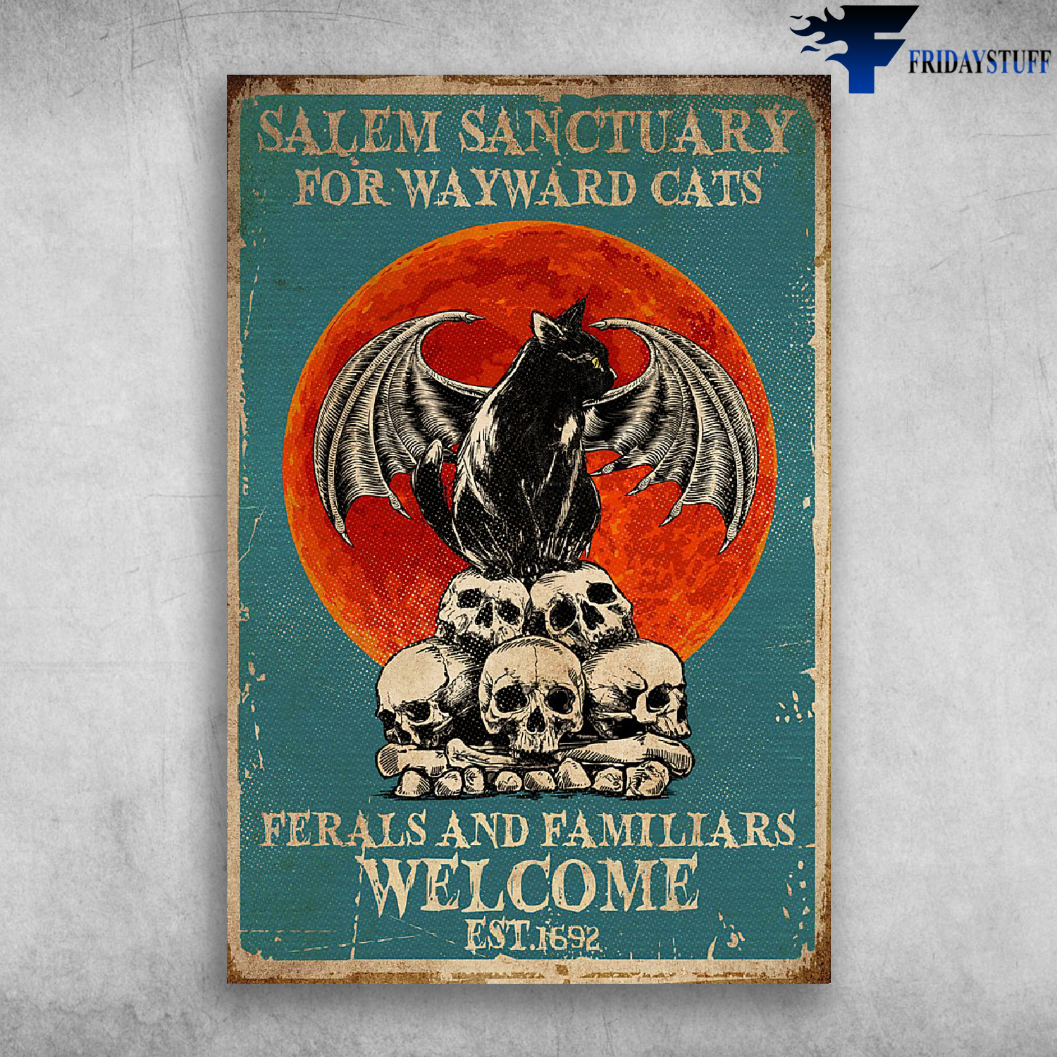 Salem Sanctuary For Wayward Cats Ferals And Familiars Welcome EST 1962 Black Cat And Skull