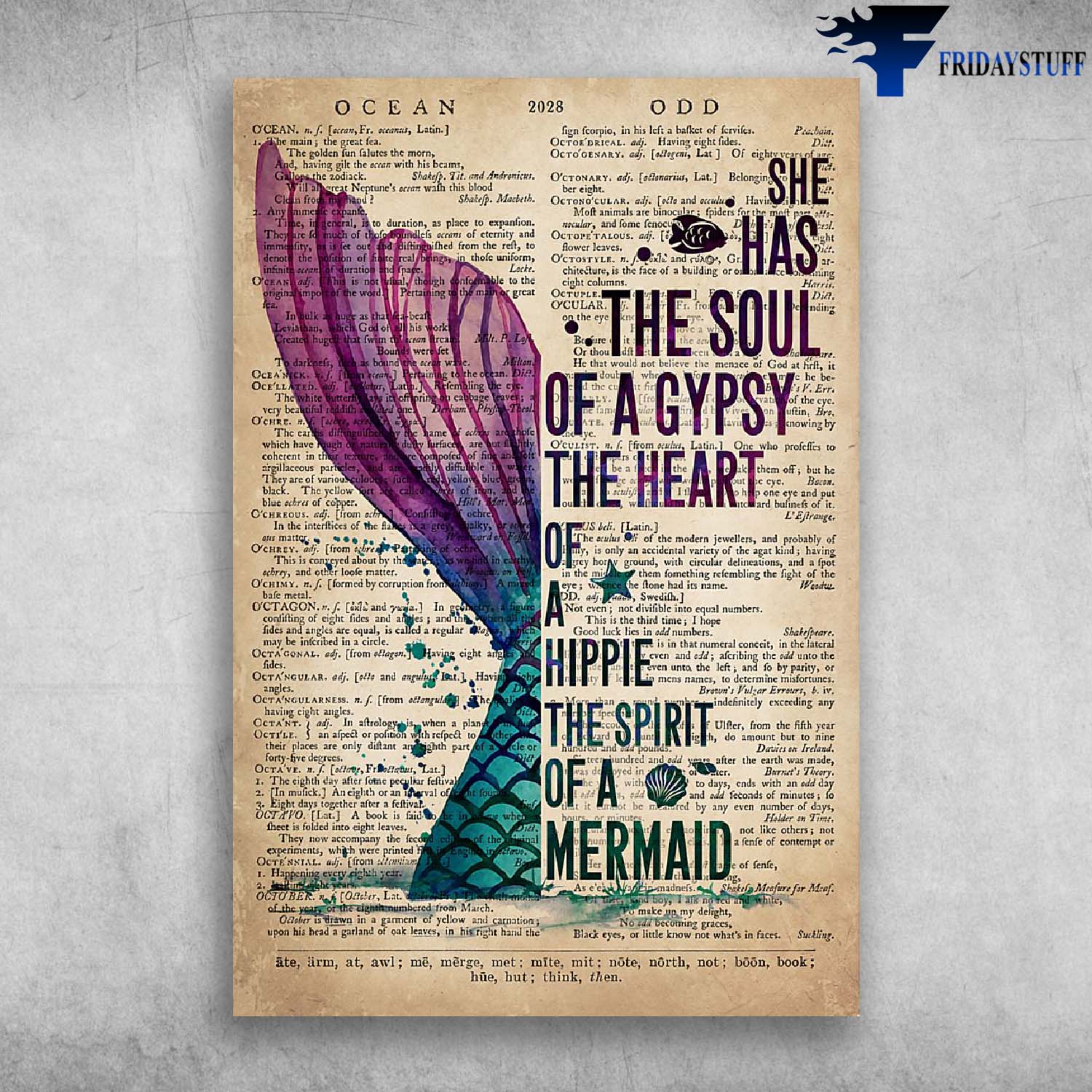 Mermaid She Has The Soul Of A Gypsy The Heart Of A Hippie Portrait Poster 