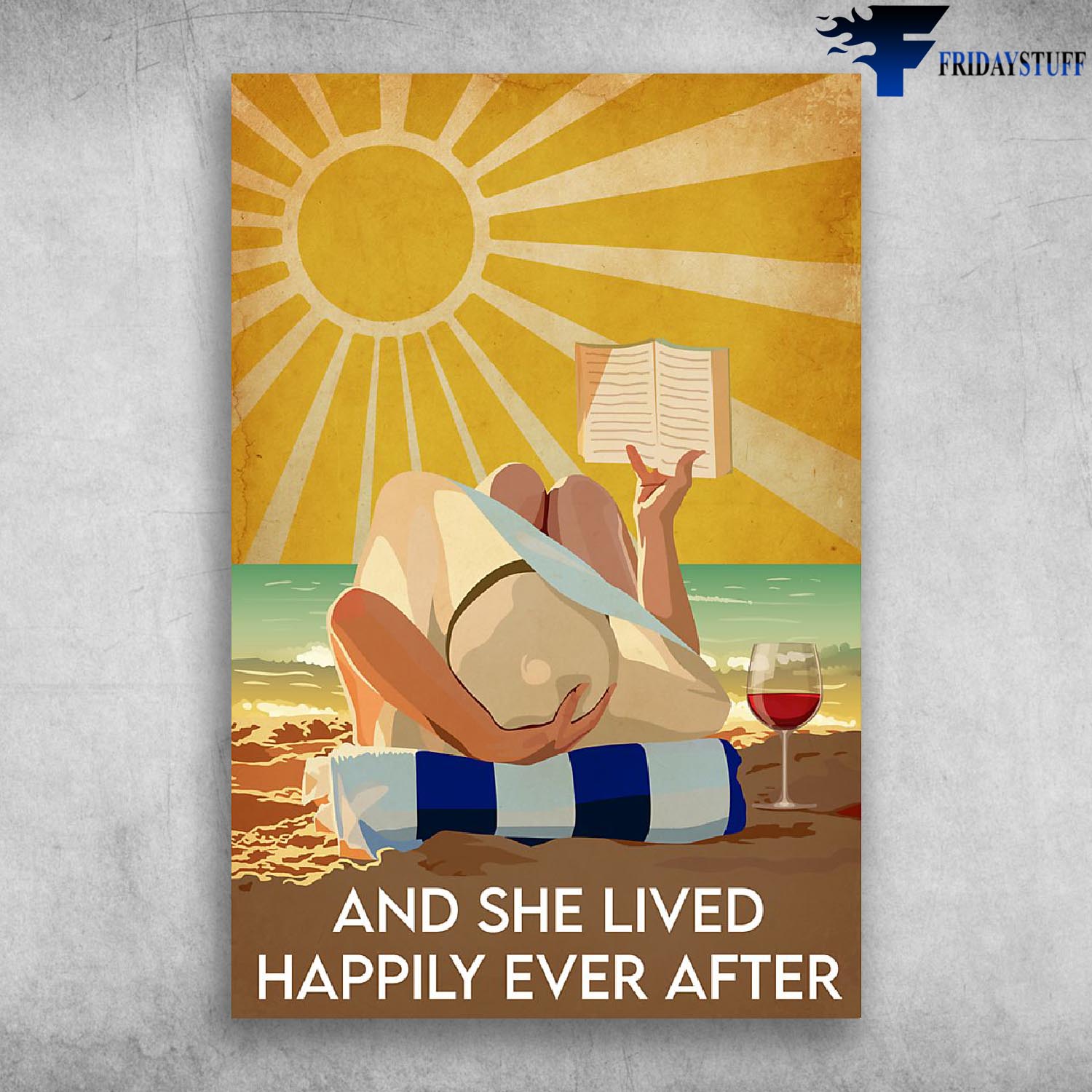 And She Lived Happily Ever After - Girl Lying In The Sun Reading A Book And Drinking Wine