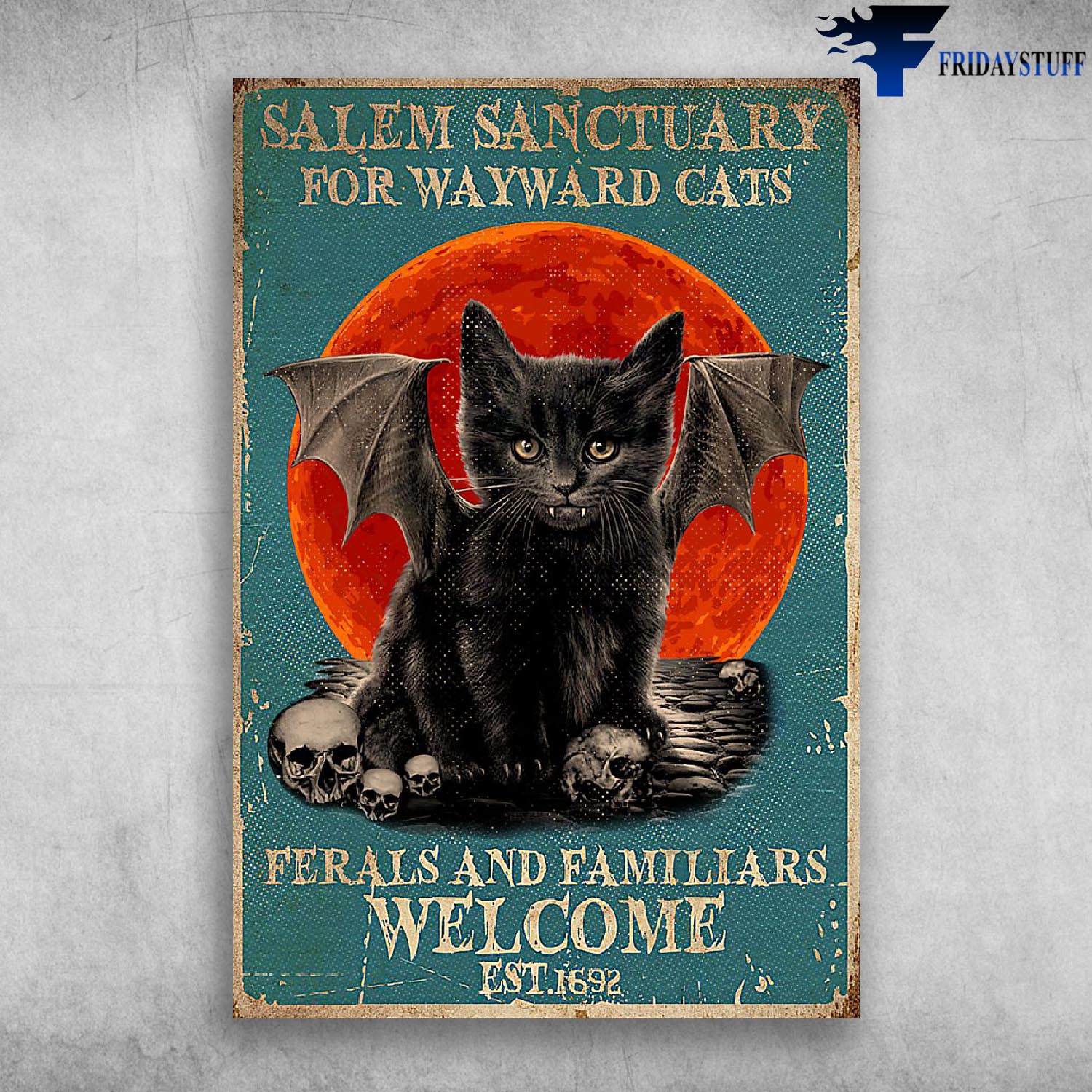 Black Cat And Skull - Salem Sanctuary For Wayward Cats Ferals And Familiars Welcome Est 1962