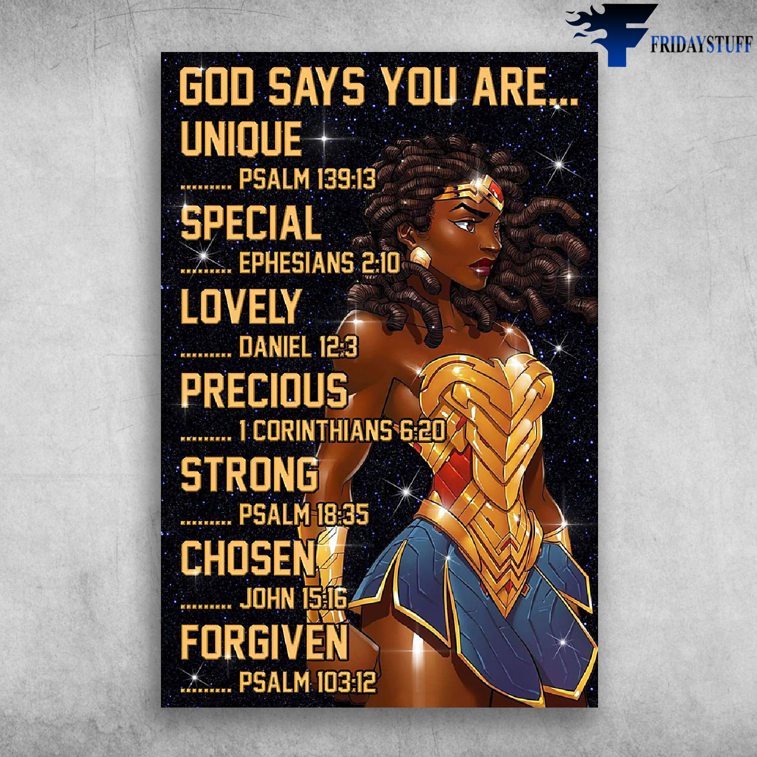 God Says You Are Unique Psalm 13913 Special Ephesians 210 - Black Girl Wonder Woman