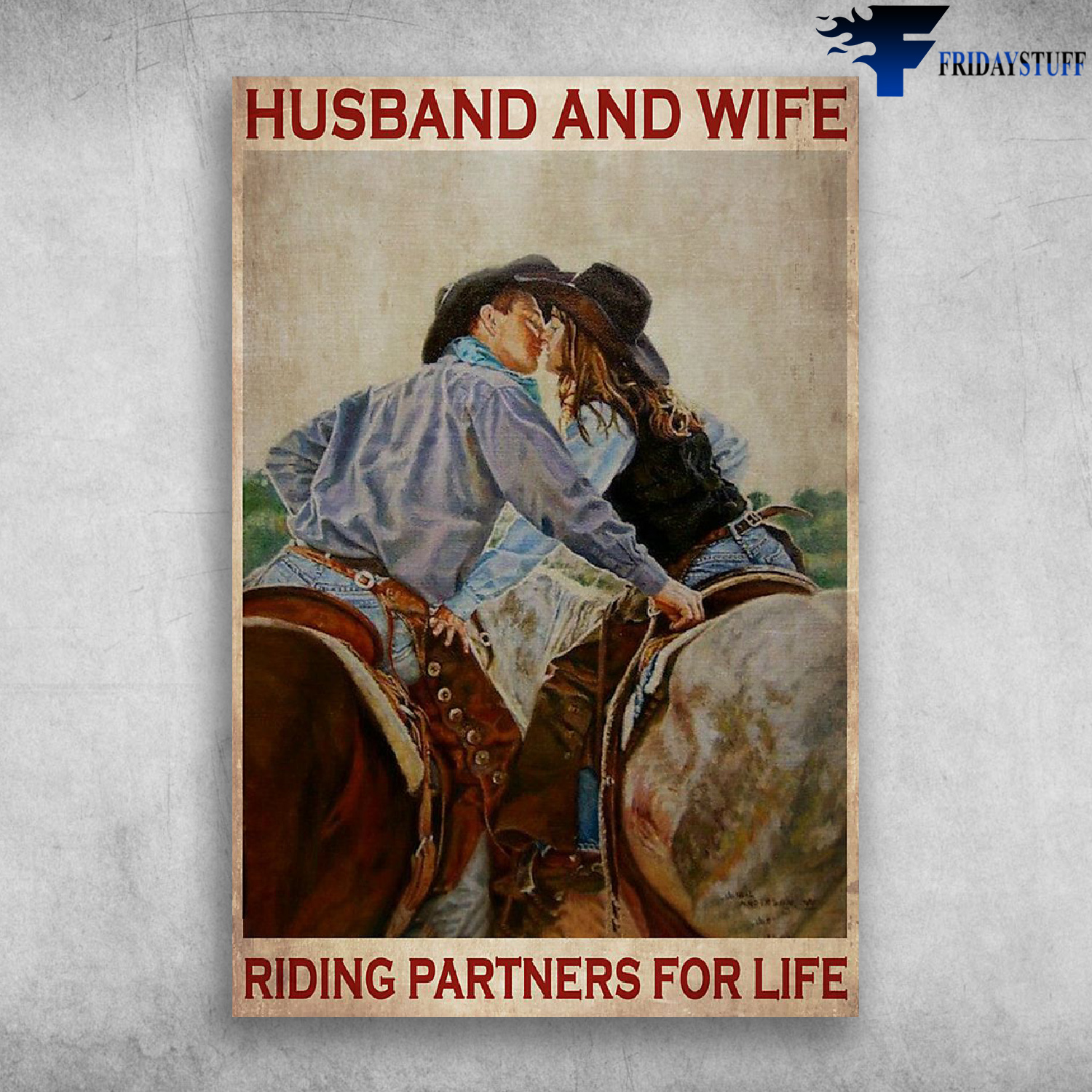 Husband And Wife Riding Partners For Life - Couple Riding Horse