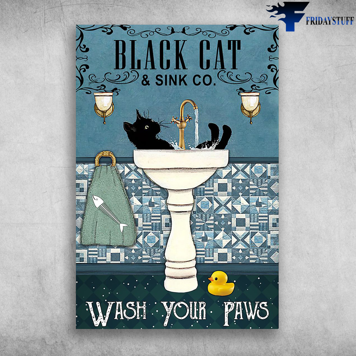 Black Cat And Sink Co. Wash Your Paws Bathroom