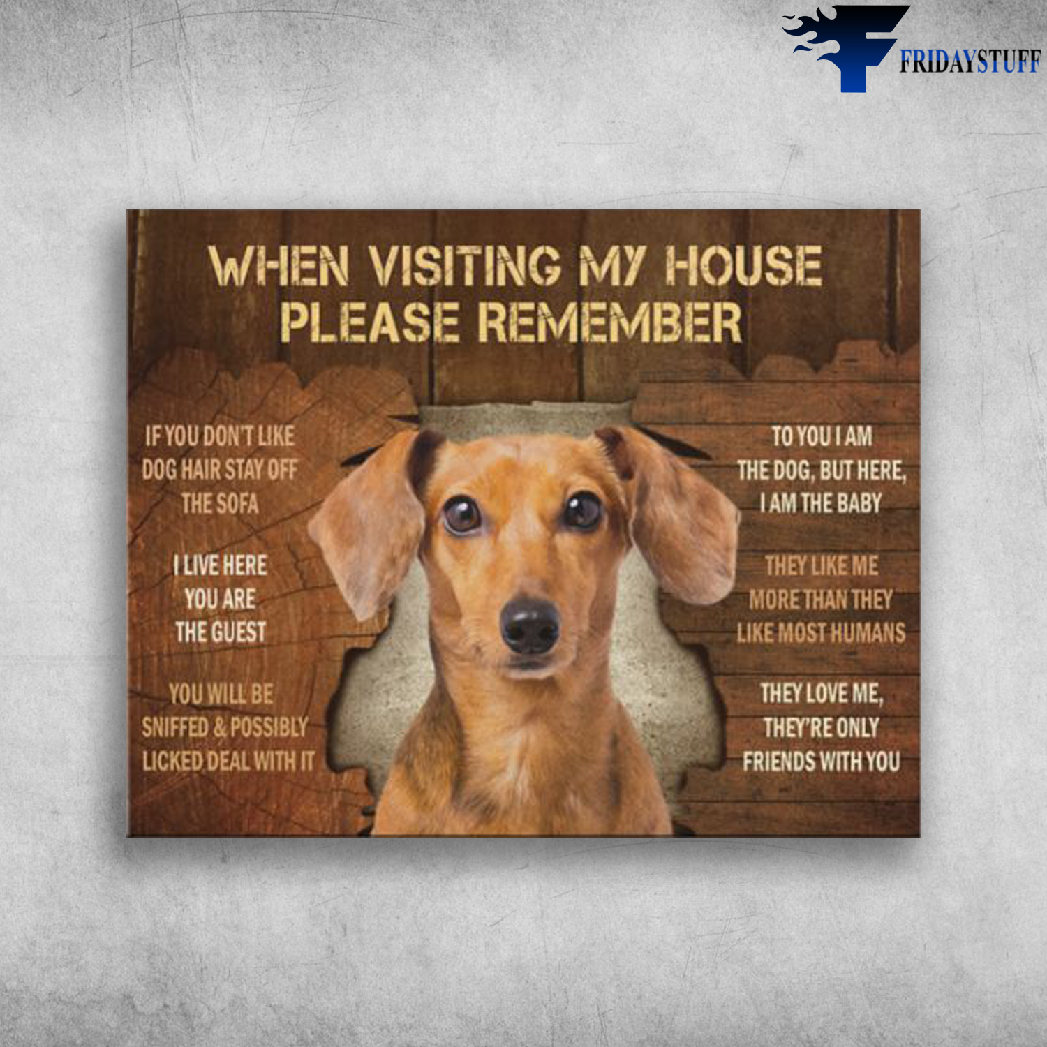 Dachshund Dog When Visiting My House Please Remember