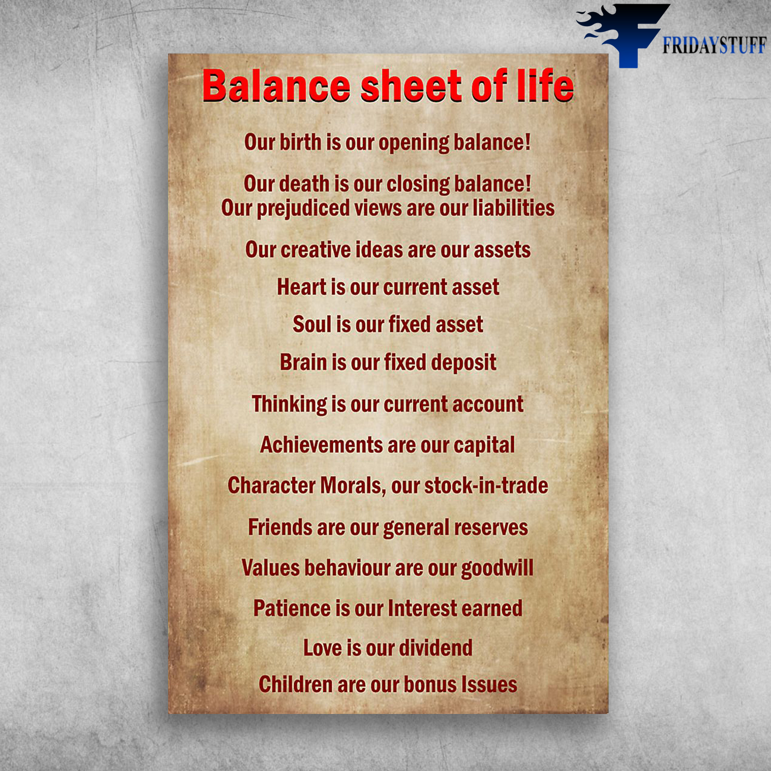 Balance Sheet of Life - Our Birth In Our Opening Balance!