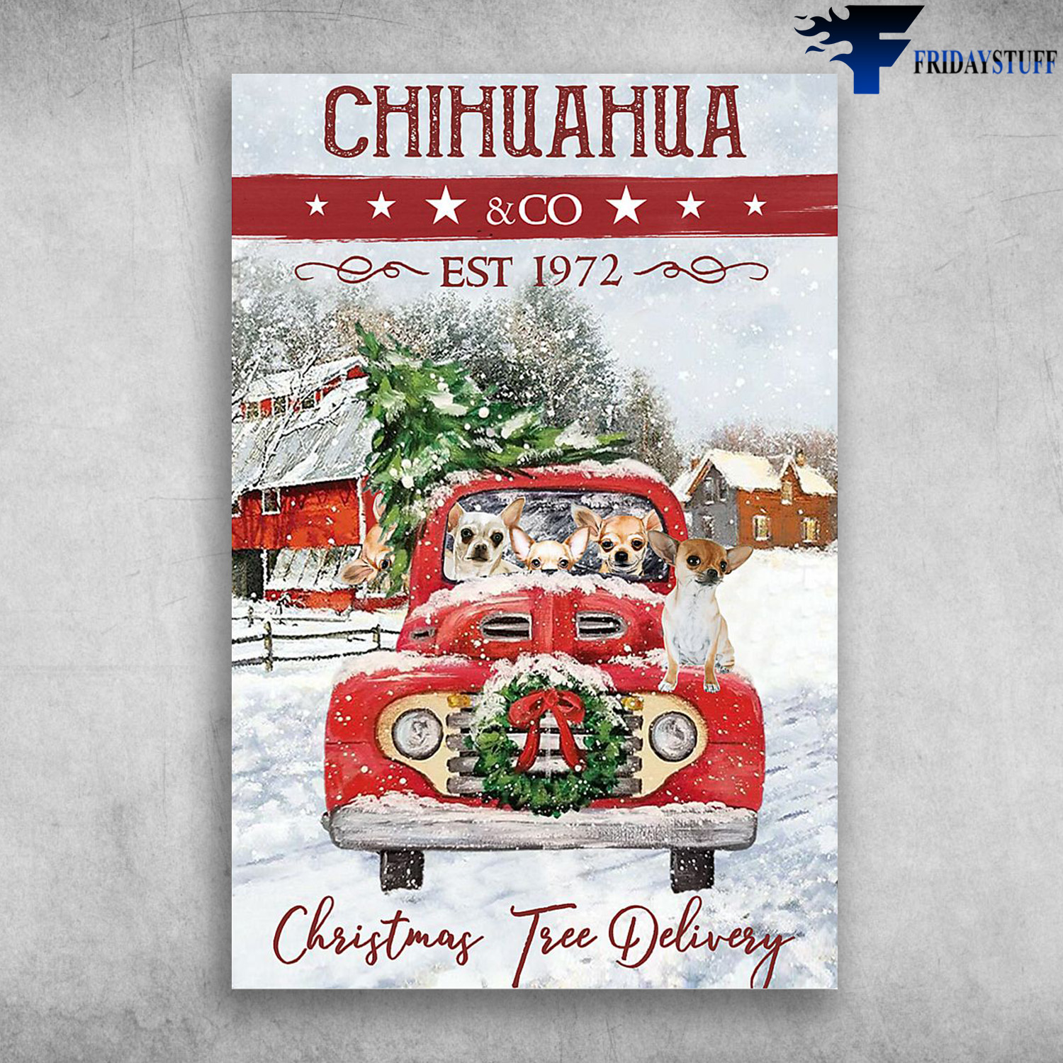 Chihuahua Dogs In Car - Christmas Tree Delivery