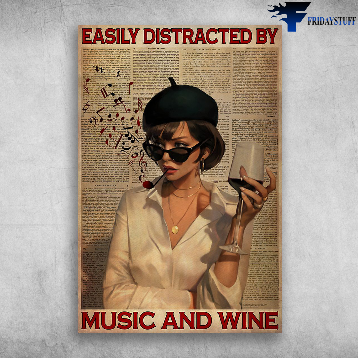 Girl Smoking Music And Wine - Easily Distracted By Music And Wine