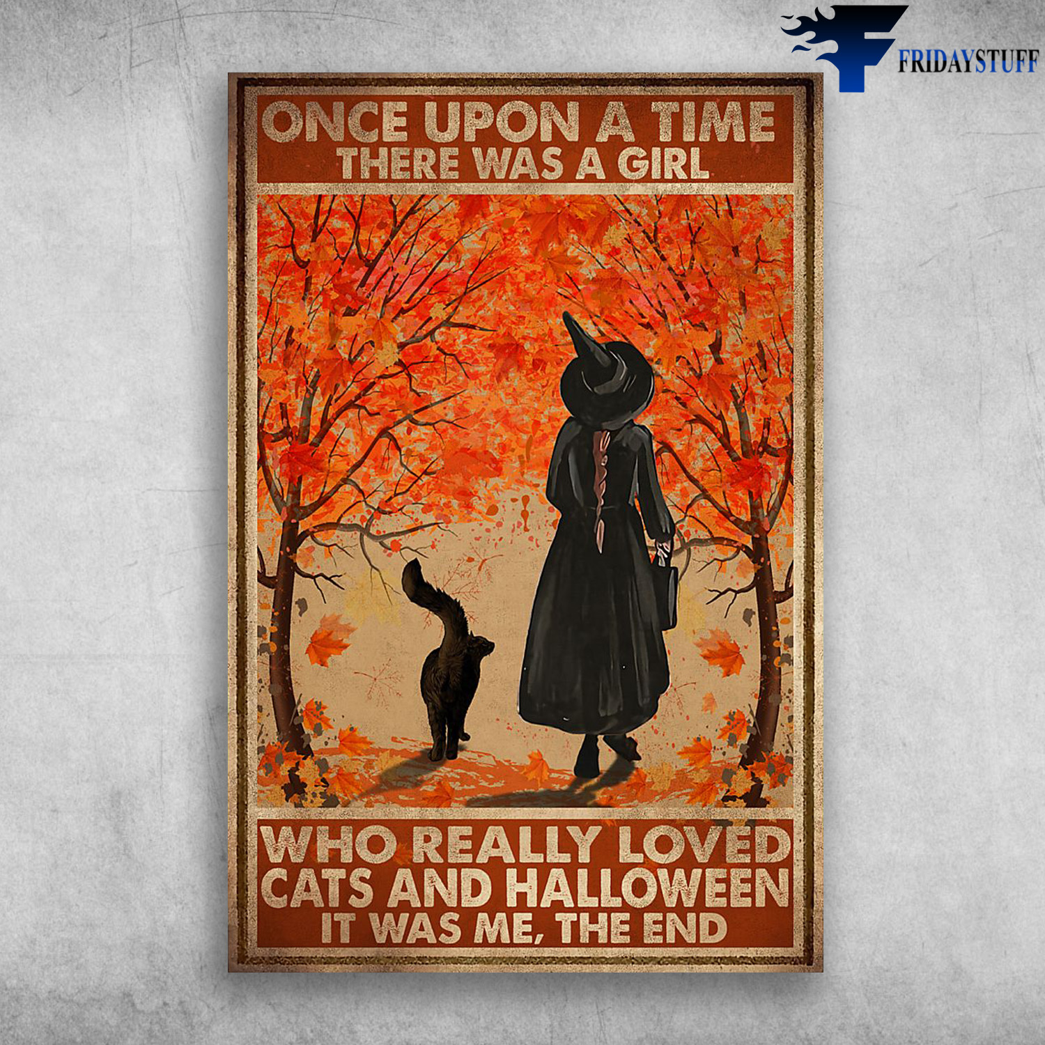 Little Witch With Black Cat On Halloween - Once Upon A Time There Was A Girl