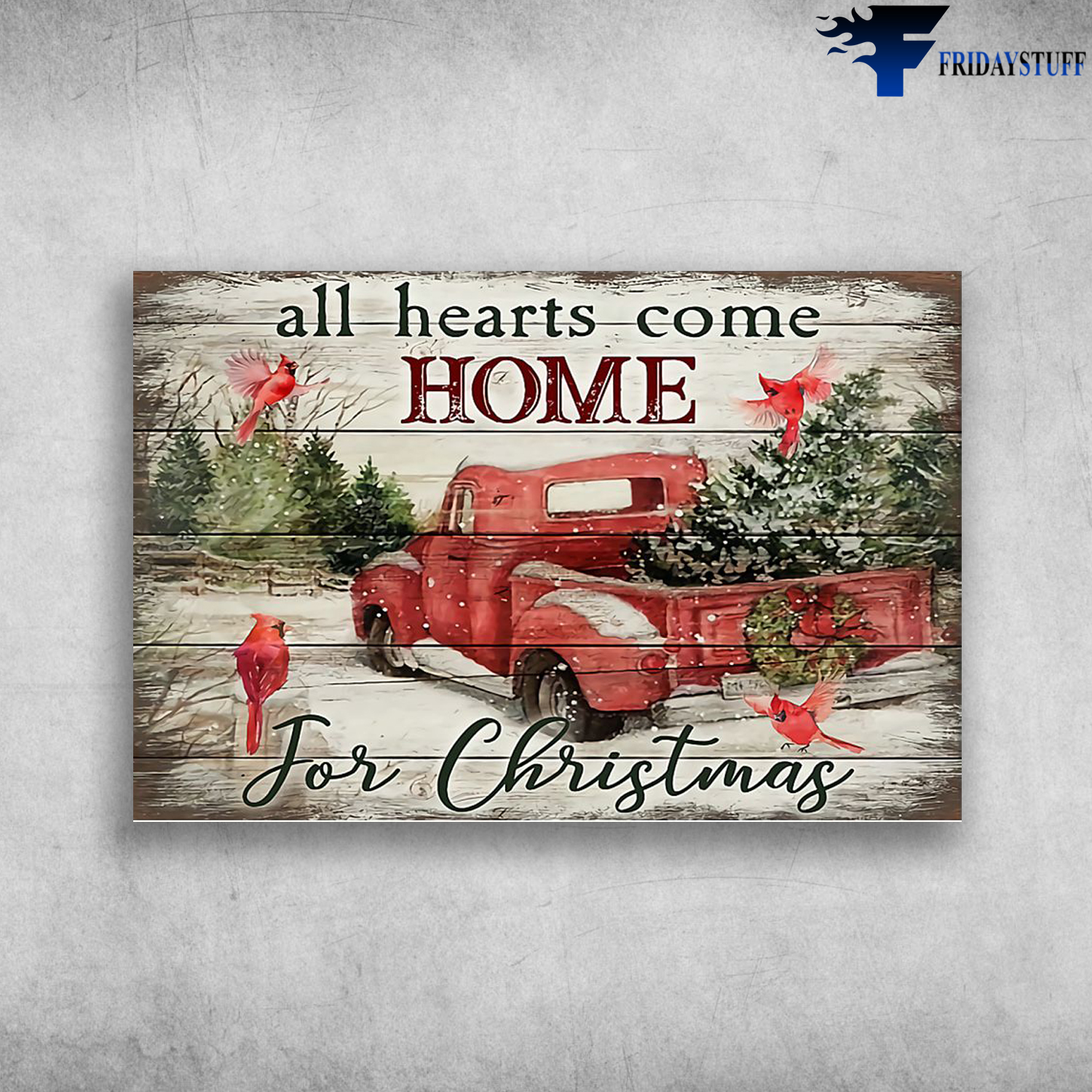 Red Birds And Red Car In Christmas - All Hearts Come Home