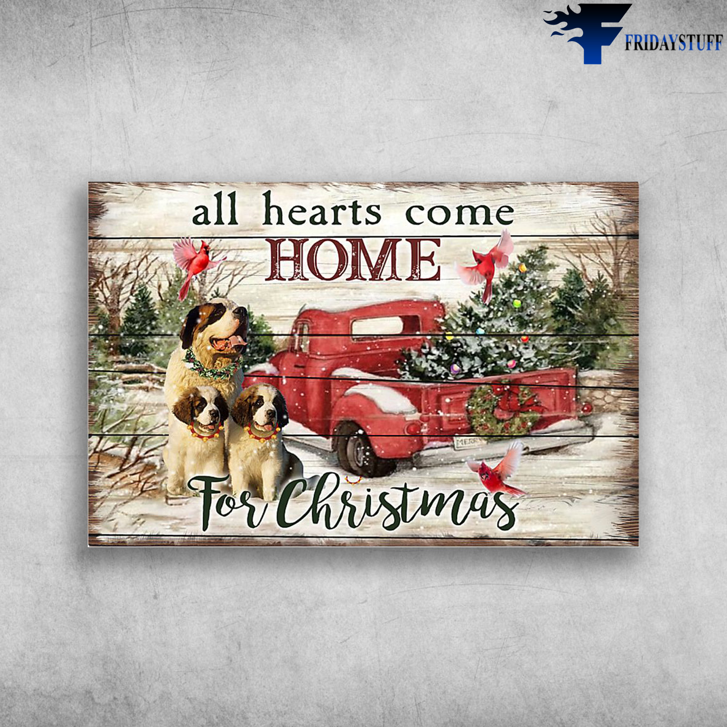 St. Bernard Dog At Christmas - All Hearts Come Home For Christmas