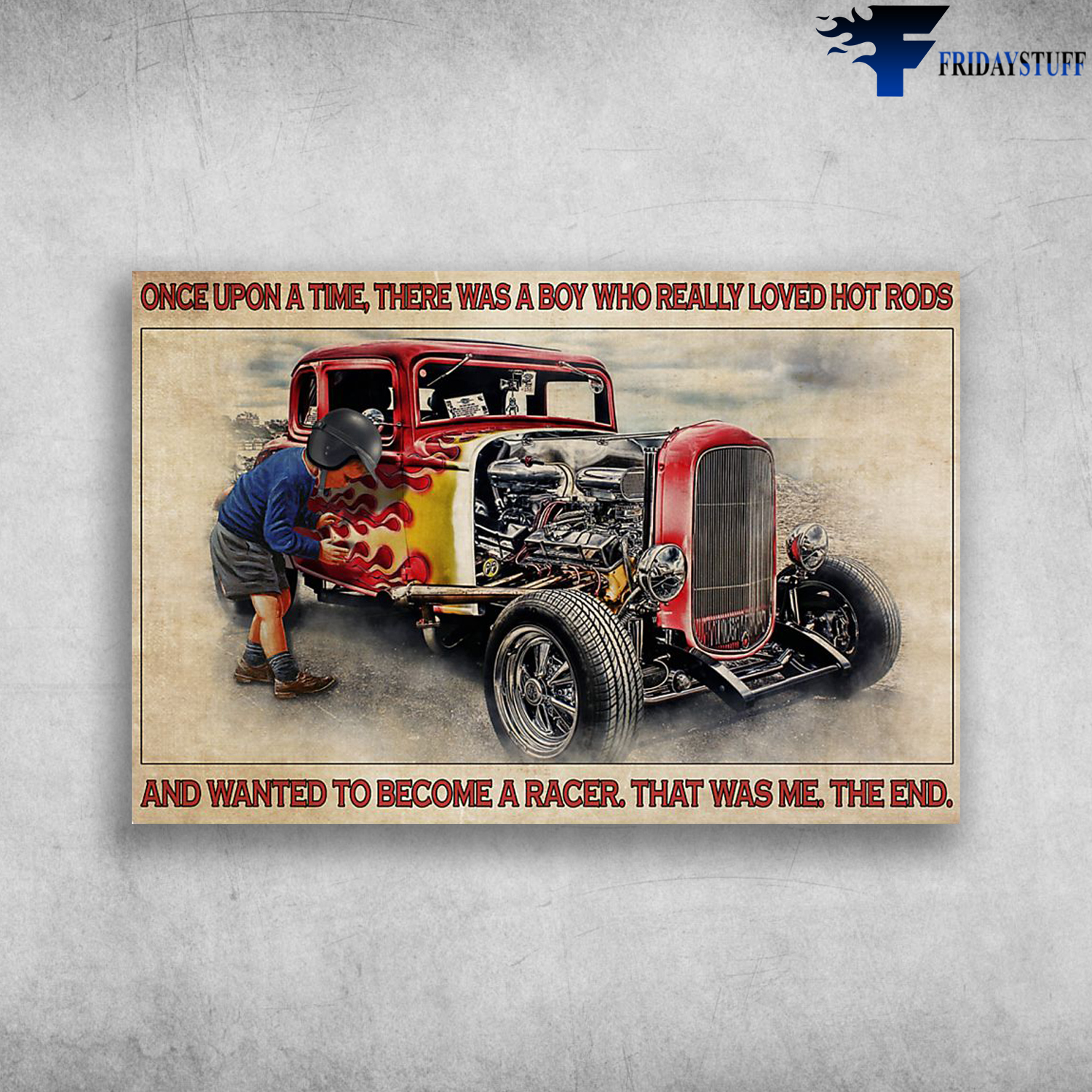The Boy Stands Beside The Red Hot Rod - Once Upon A Time, There Was A Boy Who Really Love Hot Rods