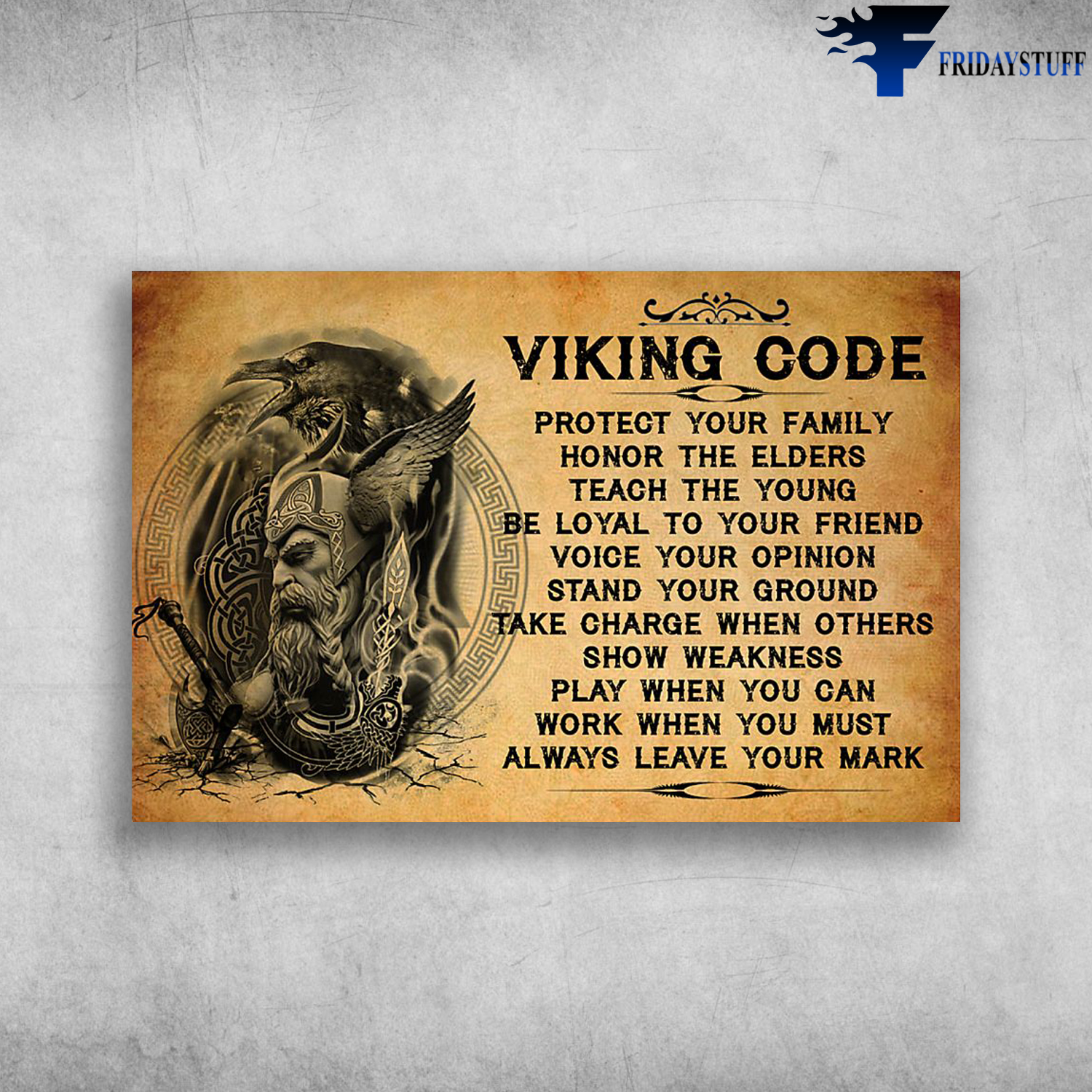 The Vikings With The Ax And Blackbird - Viking Code Protect Your Family
