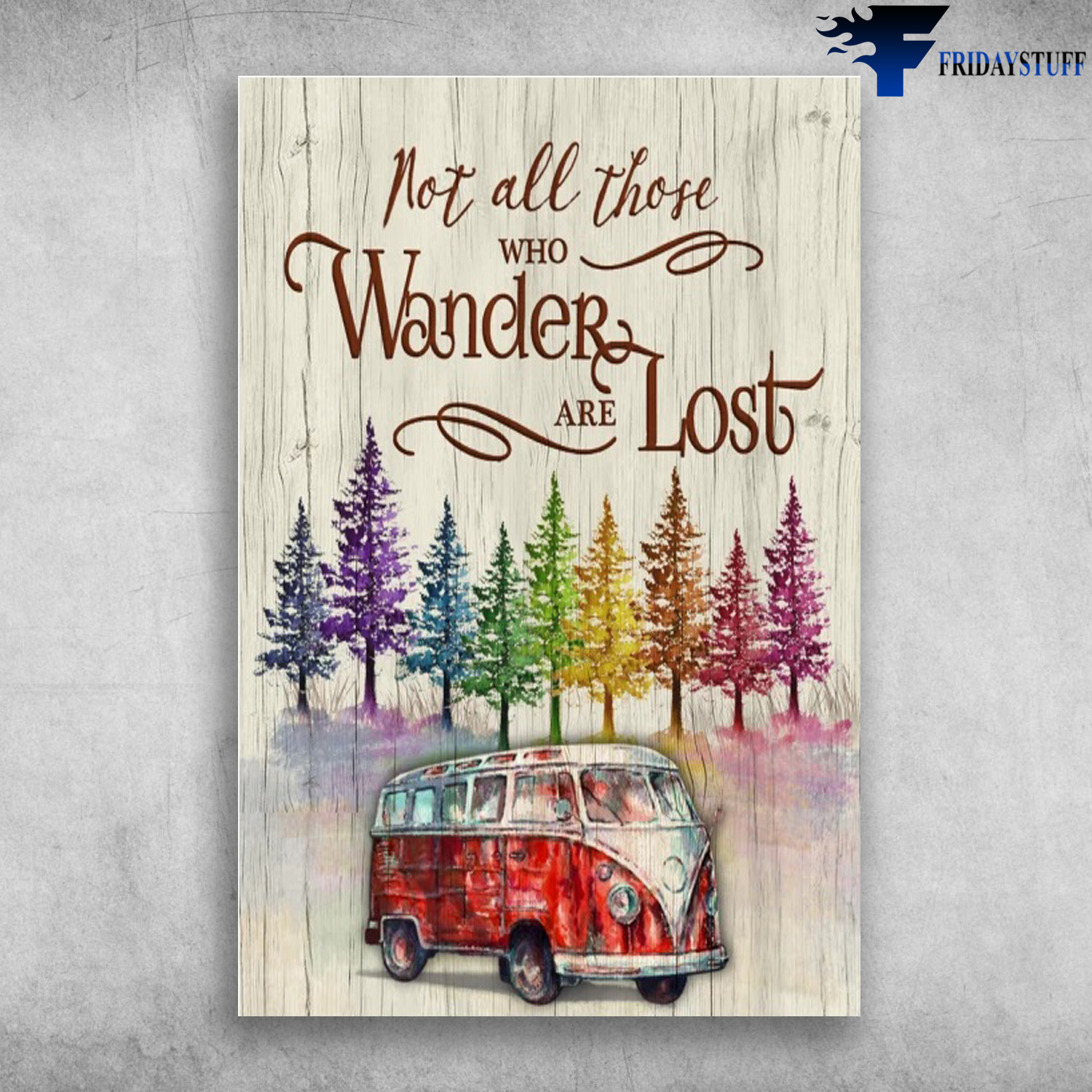 Red Bus And Colorful Forest - Not All Those Who Wander Are Lost