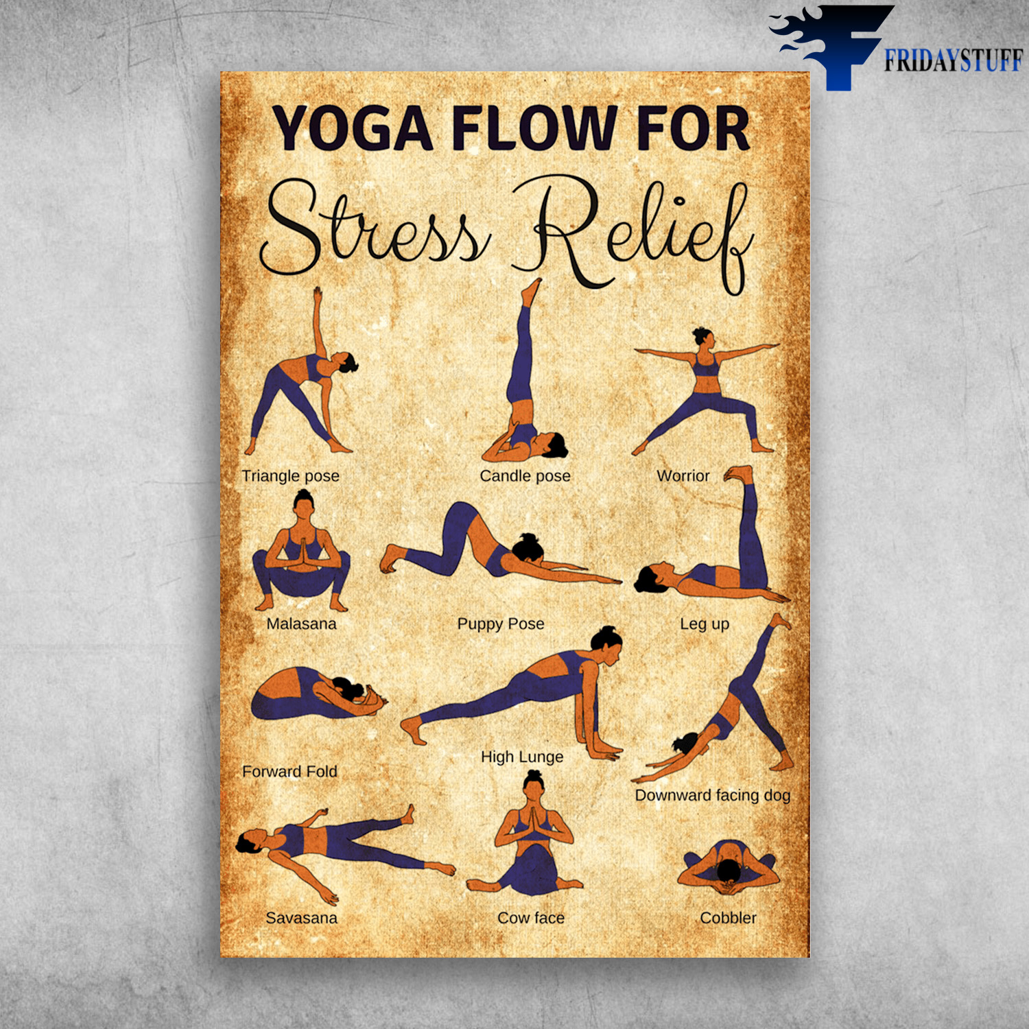 Yoga Lover - Yoga Poses - Yoga Flow For Stress Relief Poster Wall Decor Art  Print