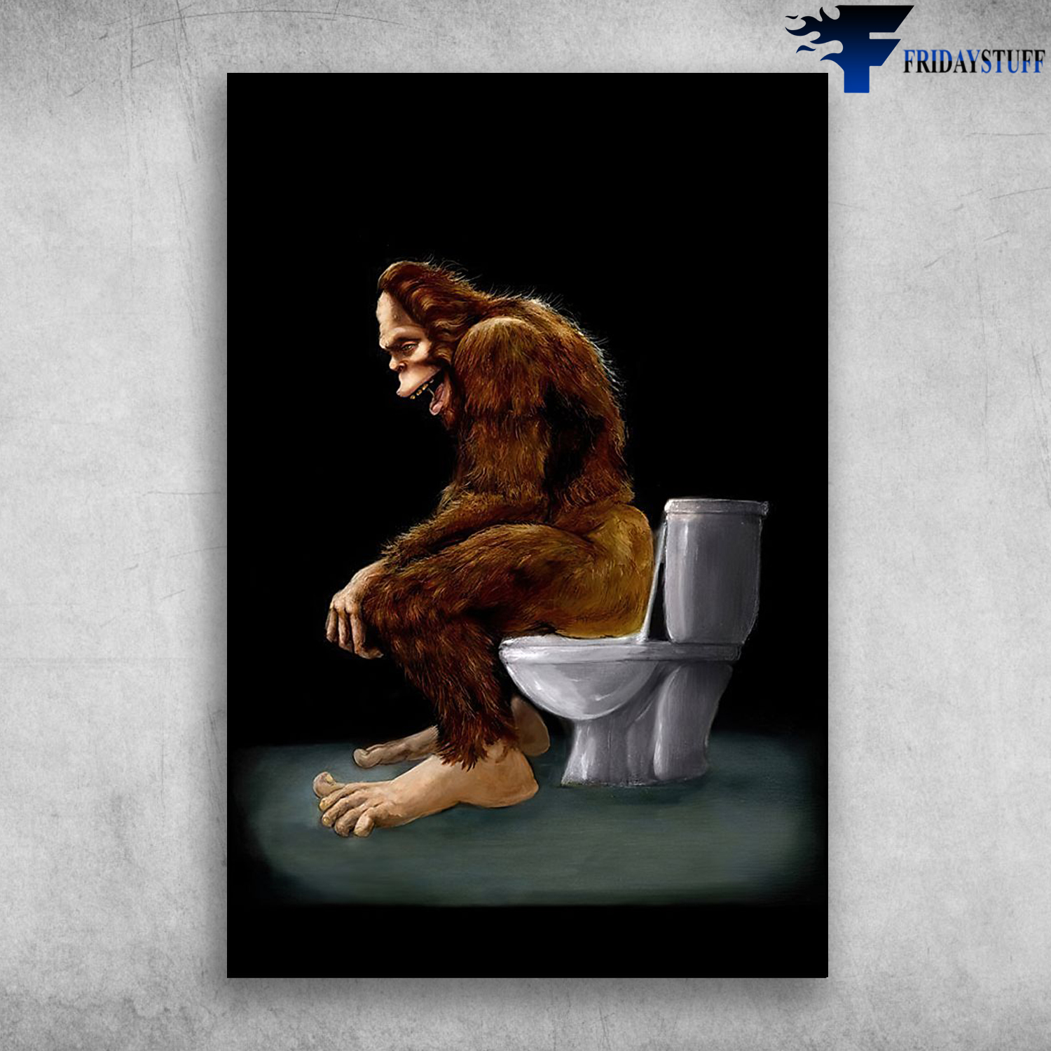 Bigfoot In Toilet With The Dark Background