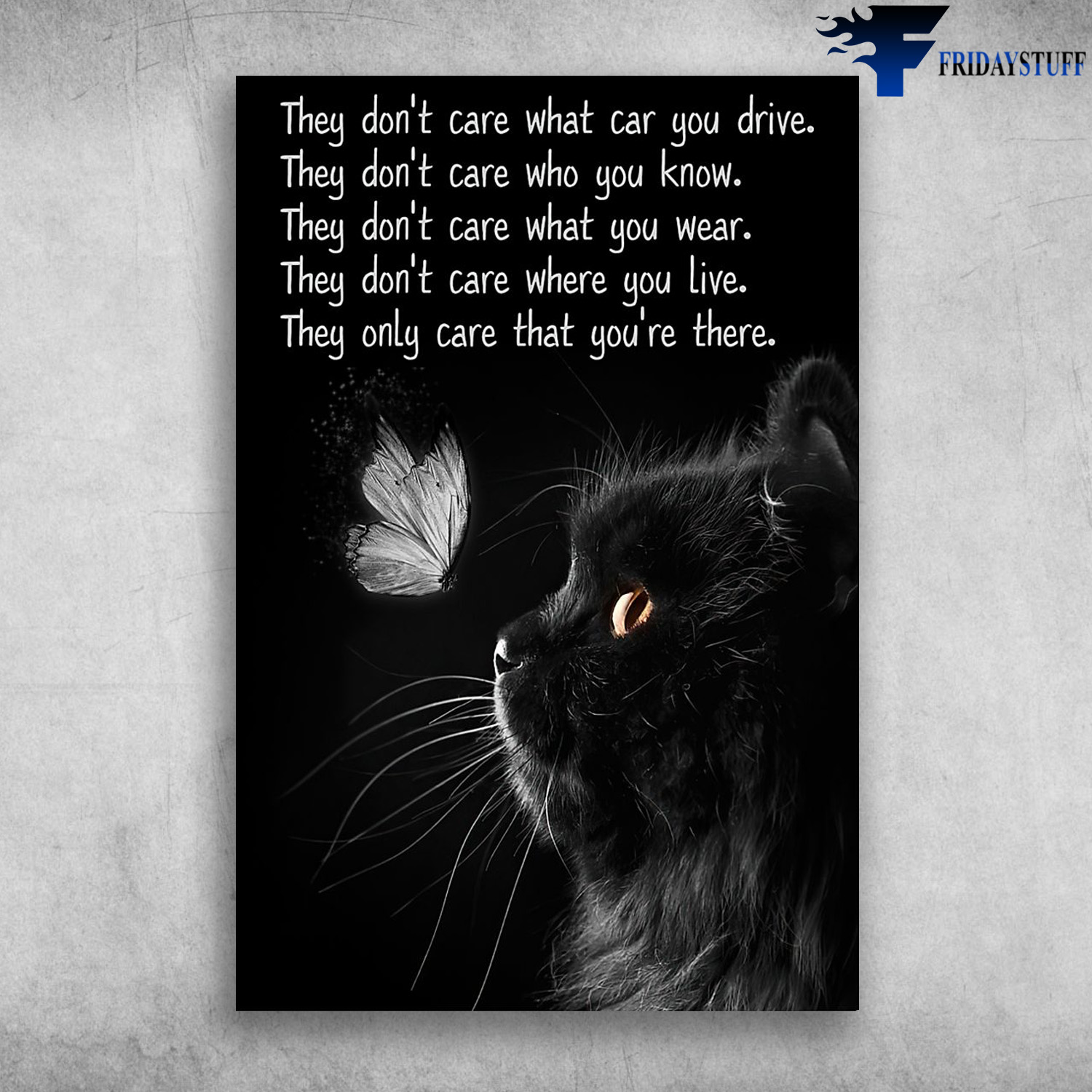 Black Cat And Butterfly - They Don't Care What Car You Drive, They Don't Care Who You Know, They Don't Care What You Wear, They Don't Care Where You Live, They Only Care That You're There