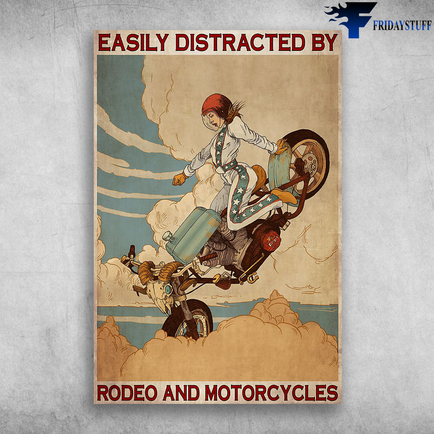 Girl Rodeo Motorcycles - Easily Distracted By Rodeo And Motorcycles