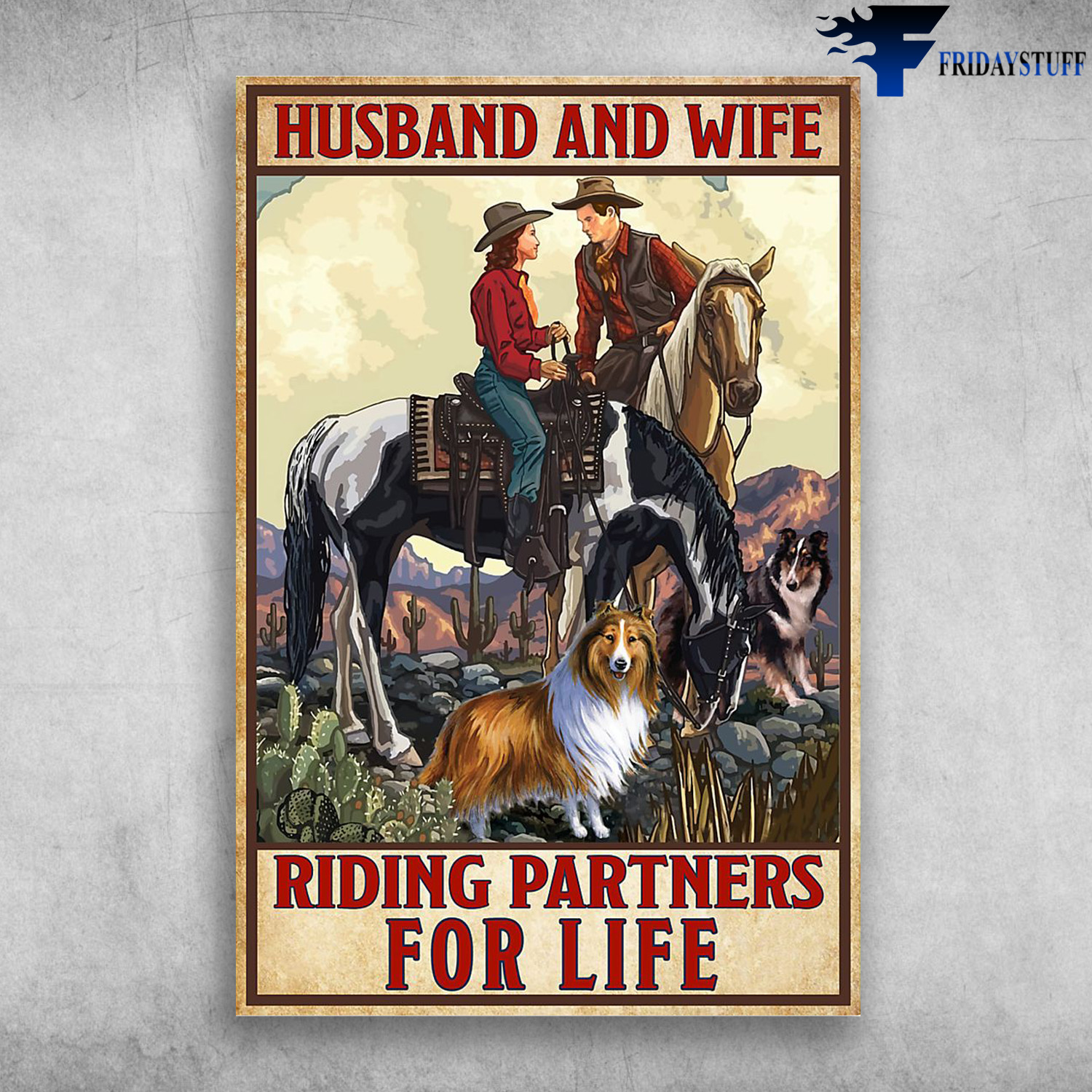 Husband And Wife - Riding Partners For Life, Shetland Sheepdog
