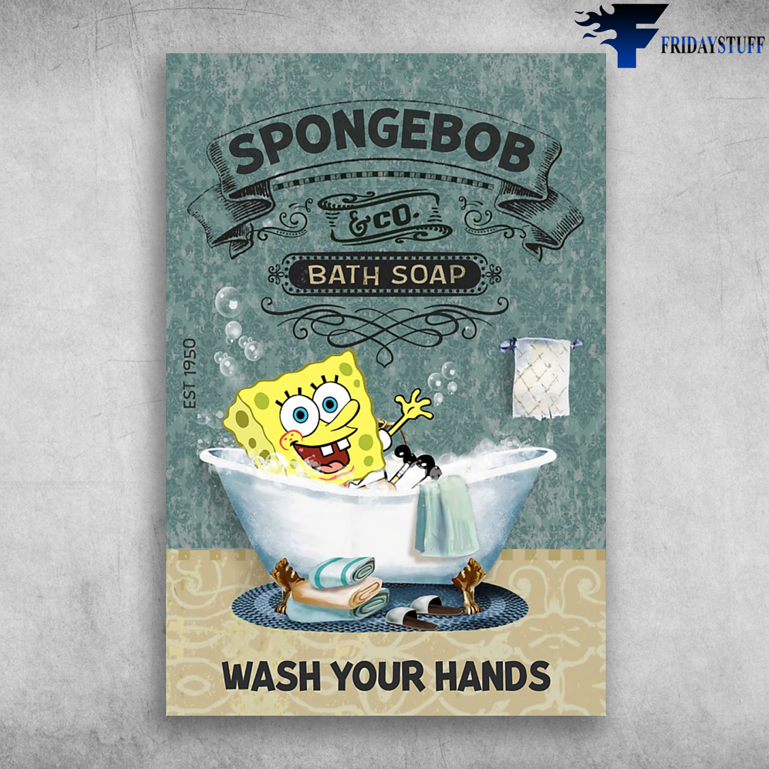 Spongebob In Bath Soap - Spongebob And Co. Bath Soap , EST 1950, Wash Your Hands
