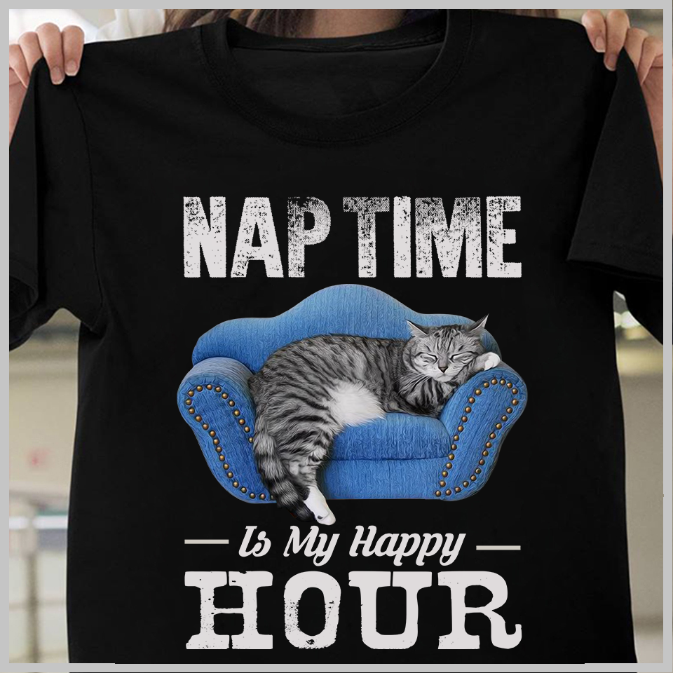 Nap time is my happy hour-The cat is sleeping in the Sofa