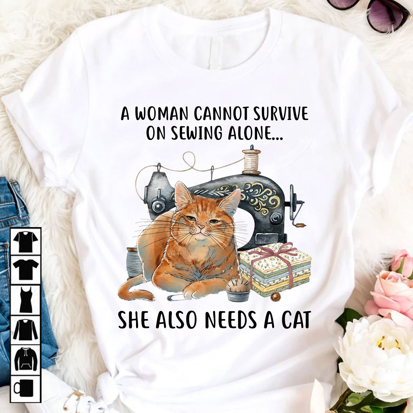 A woman can not survive on sewing alone she alson needs a cat