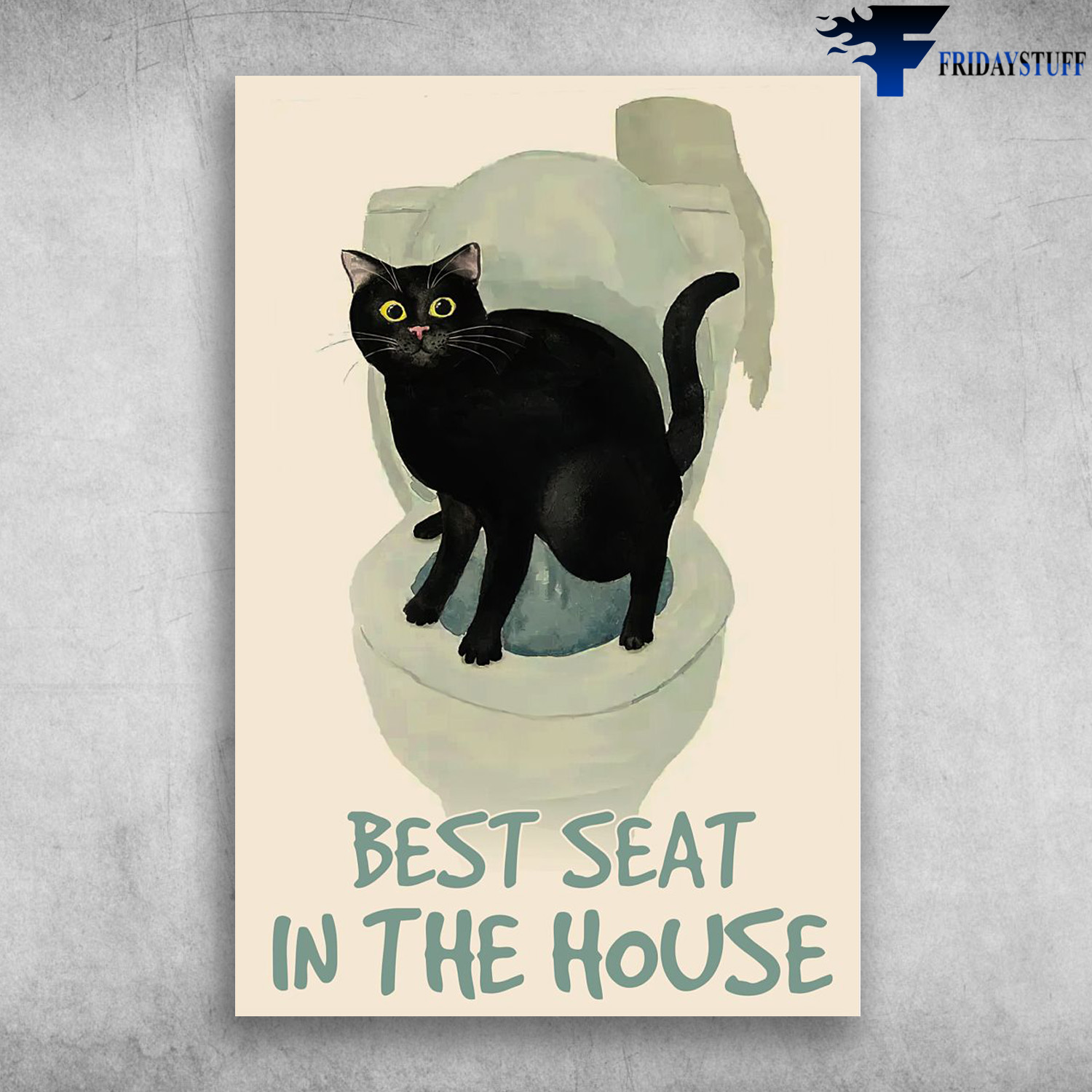 Black Cat On The Toilet Bowl - Best Seat In The House