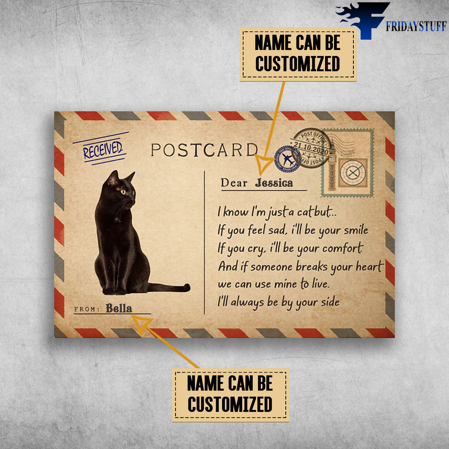 Blackcat, Received, Postcard, I Know I'm Just A Cat But, If You Feel Sad, I'll Be Your Smile, If You Cry, I'll Be Your Comfort, And If Someone Breaks Your Heart, We Can Use Mine To Live, I'll Always Be By Your Side