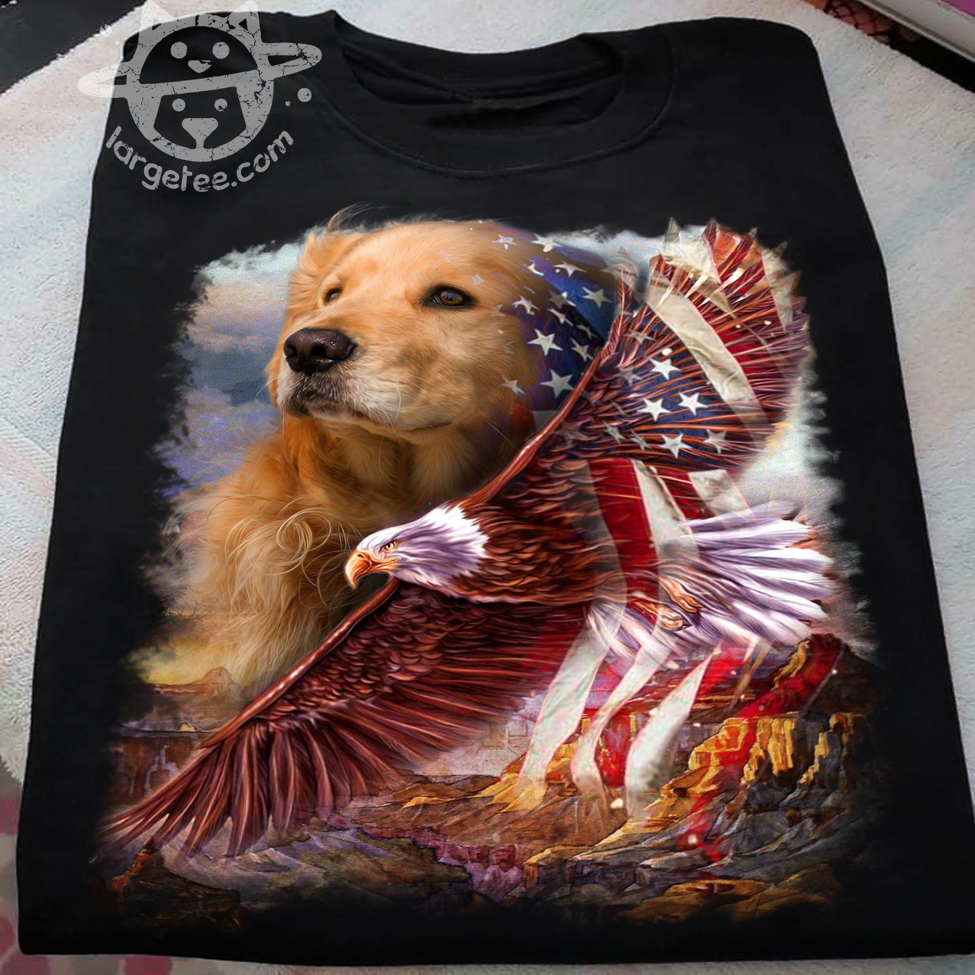 Golden and eagle - Eagle the symbol of America - America flag