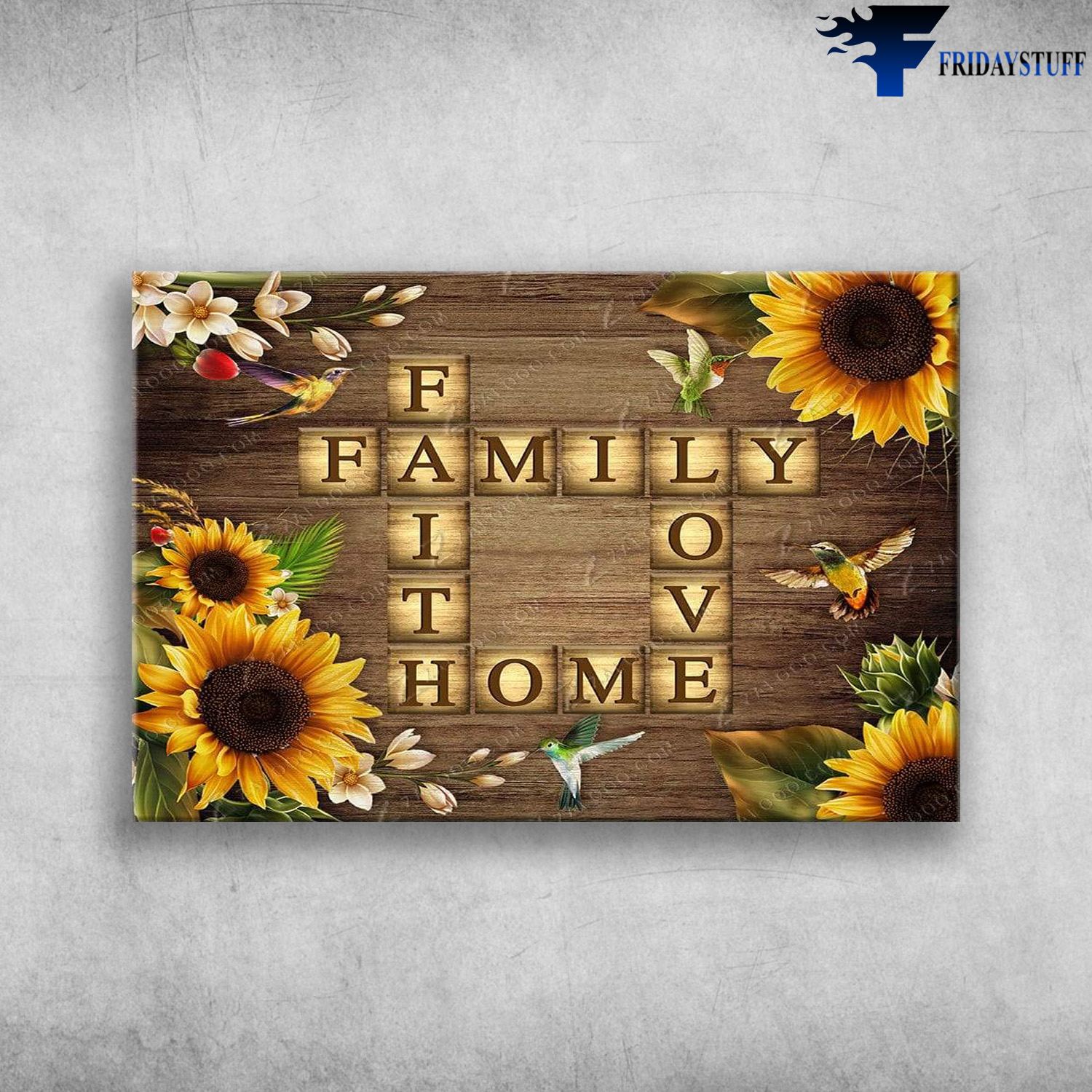 Hummingbird - Family Faith Home Love Canvas Wall Art Floral Decor